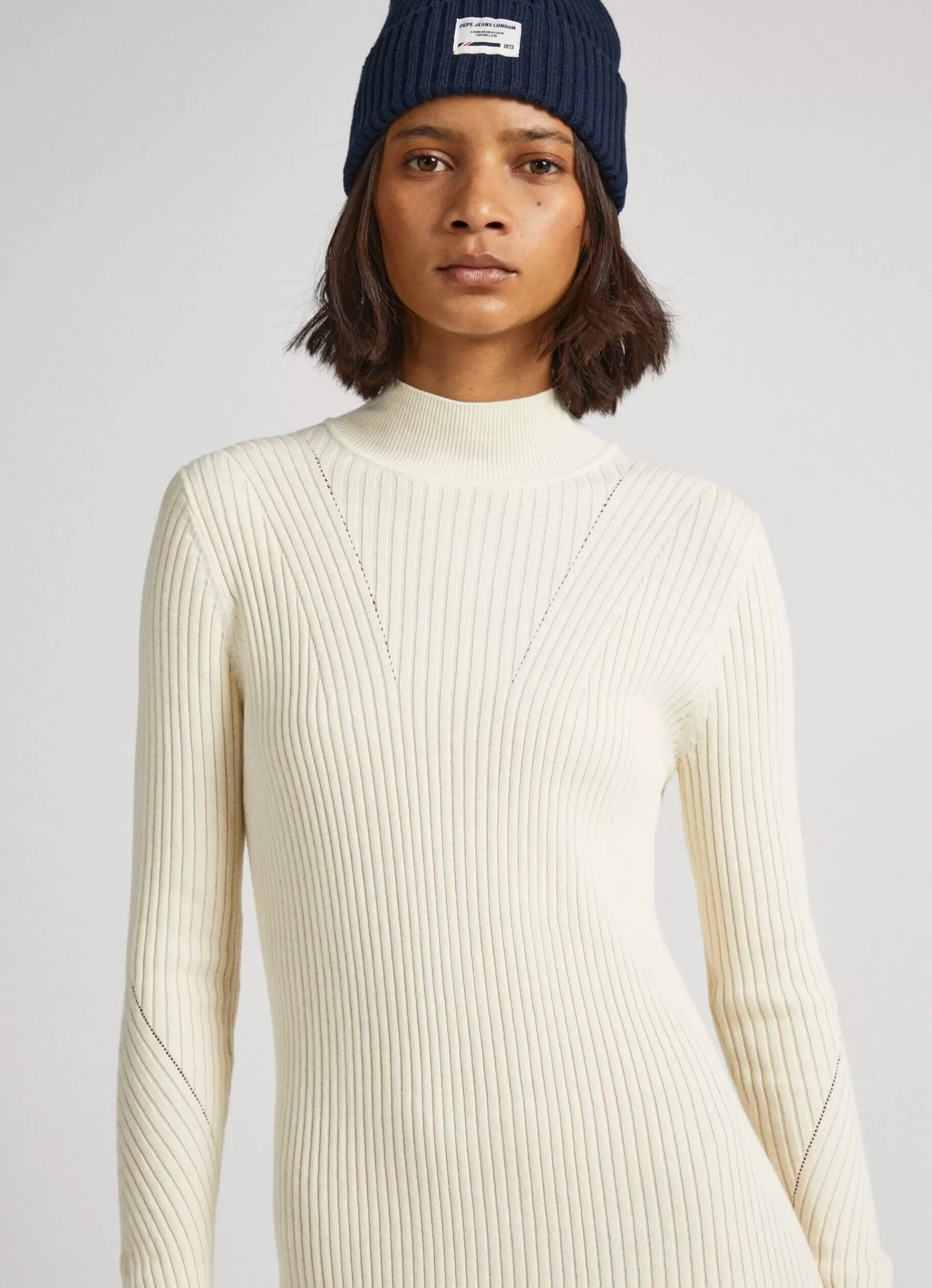 Dresses & Jumpsuits | Knitwear*Women Pepe Jeans REGULAR FIT RIBBED DRESS Ivory White