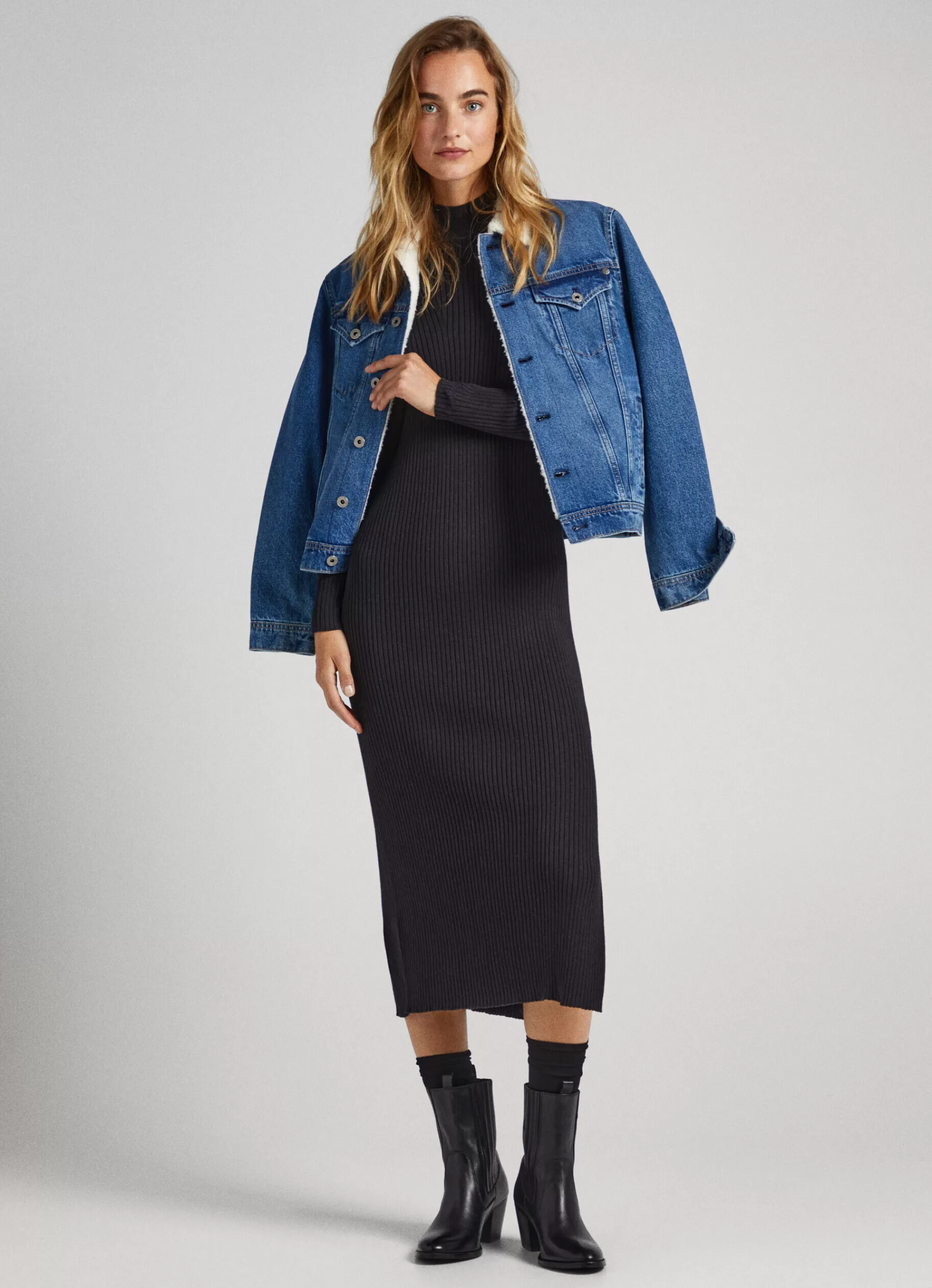 Dresses & Jumpsuits | Knitwear*Women Pepe Jeans REGULAR FIT RIBBED DRESS Black