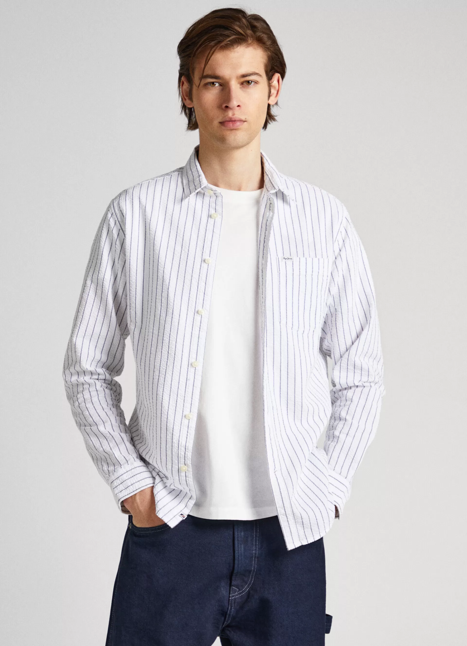 Shirts*Men Pepe Jeans REGULAR FIT STRIPED SHIRT White