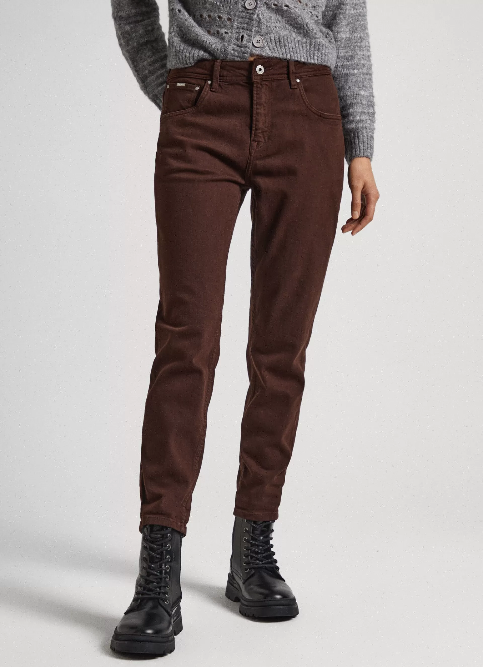 Pants*Women Pepe Jeans RELAXED 5-POCKET DENIM TROUSERS Trail Brown