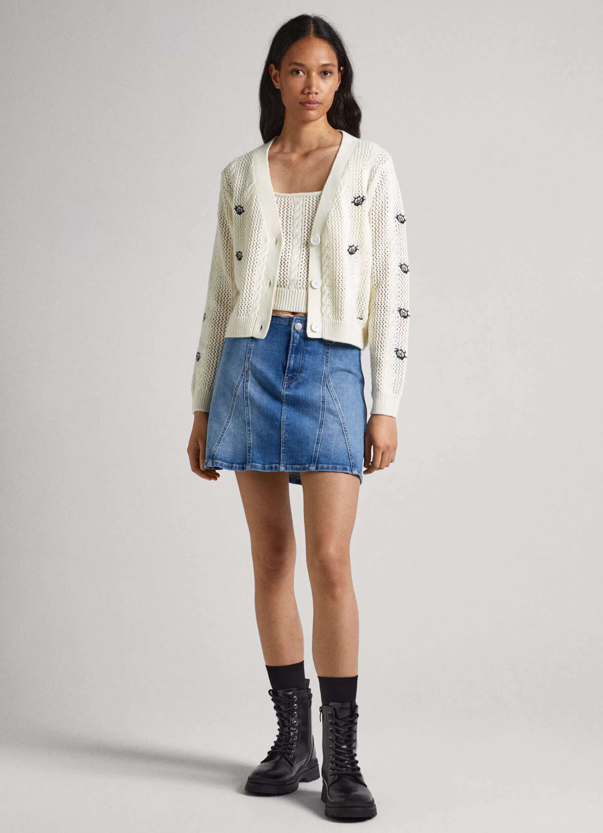 Sweaters & Cardigans | Knitwear*Women Pepe Jeans RIB DETAIL CARDIGAN Mousse White