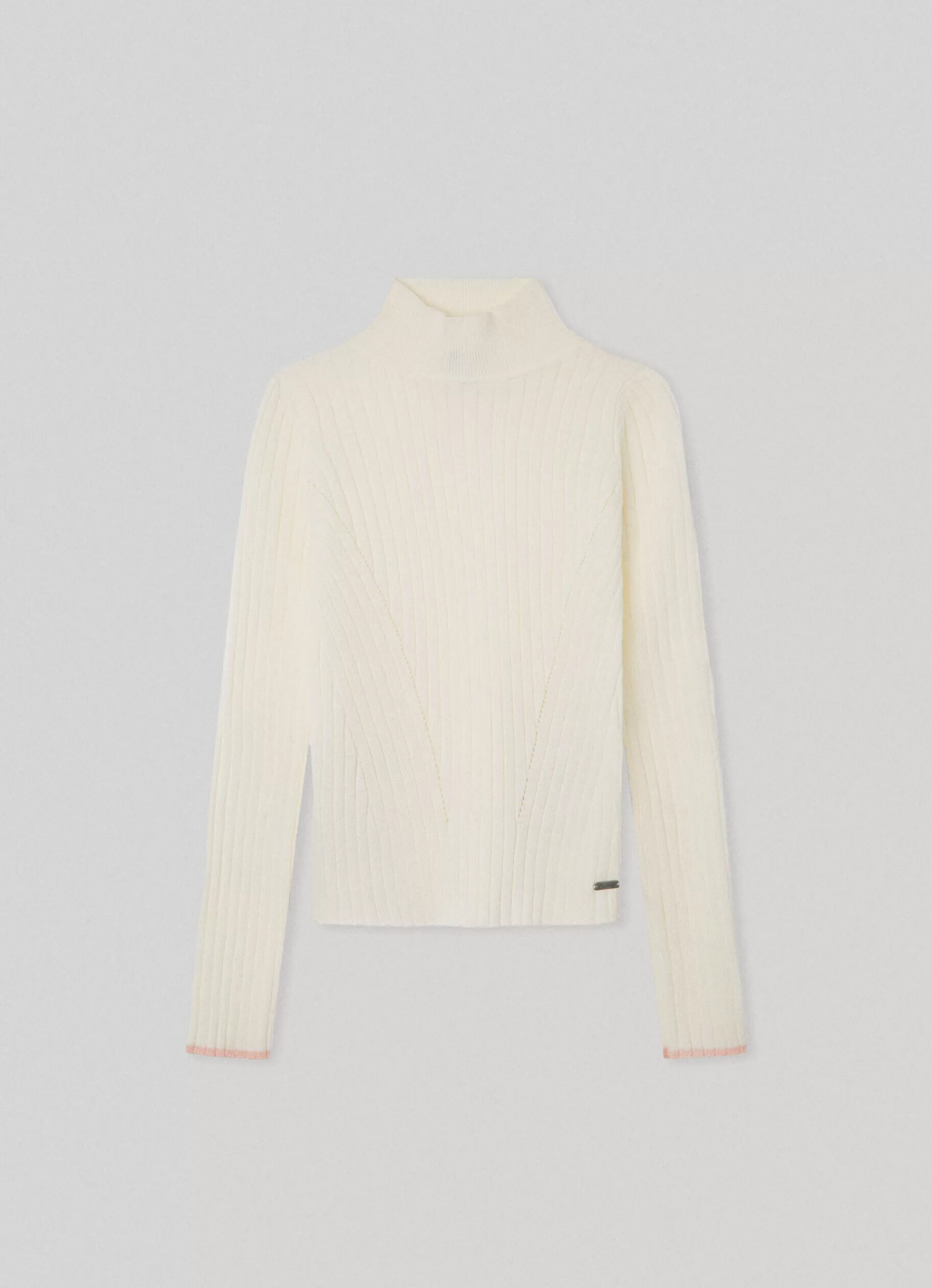 Sweats & Knits*KIDS Pepe Jeans RIBBED HIGH NECK SWEATER Mousse White