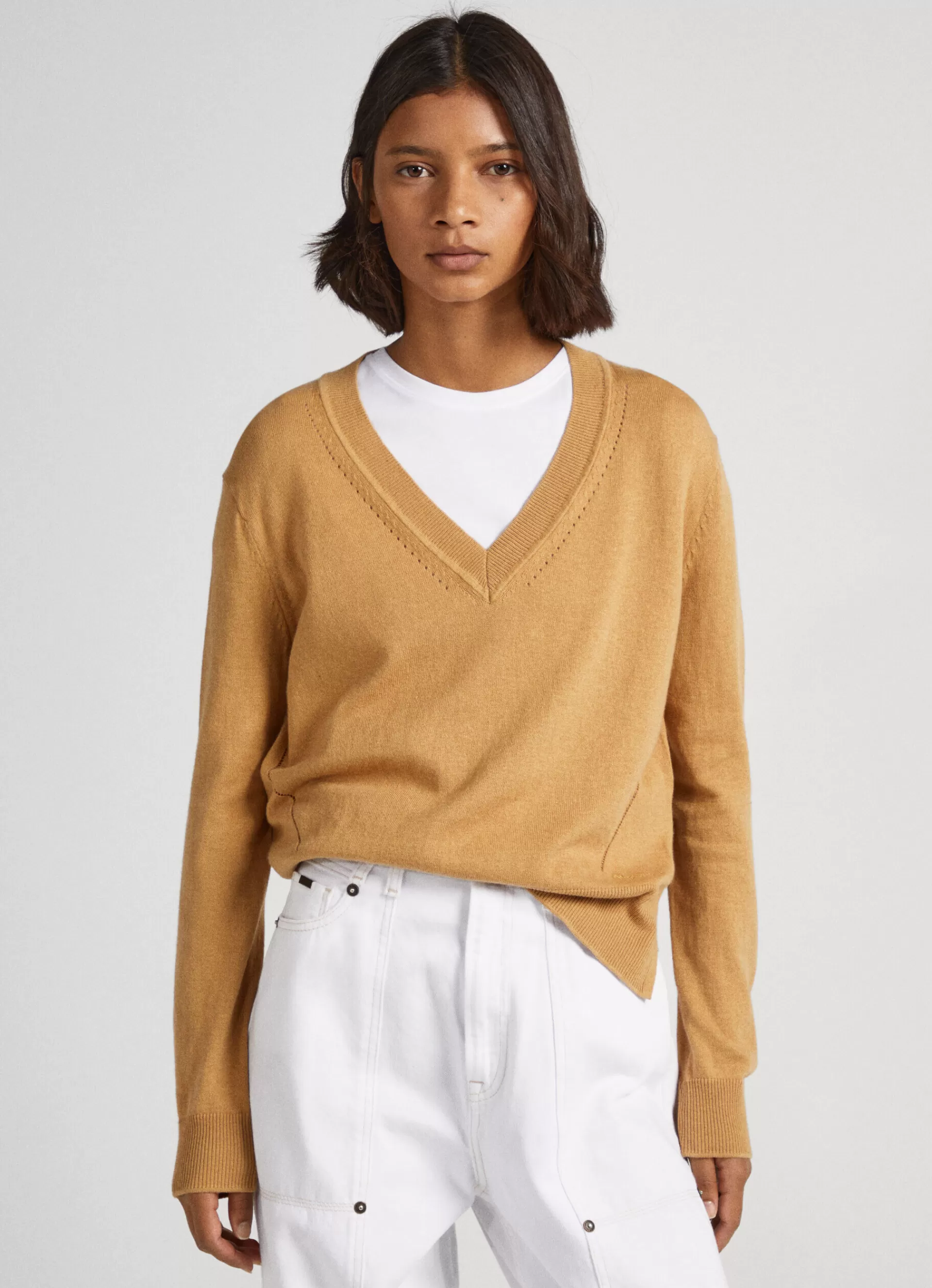 Sweaters & Cardigans | Knitwear*Women Pepe Jeans RIBBED KNIT Camel Beige