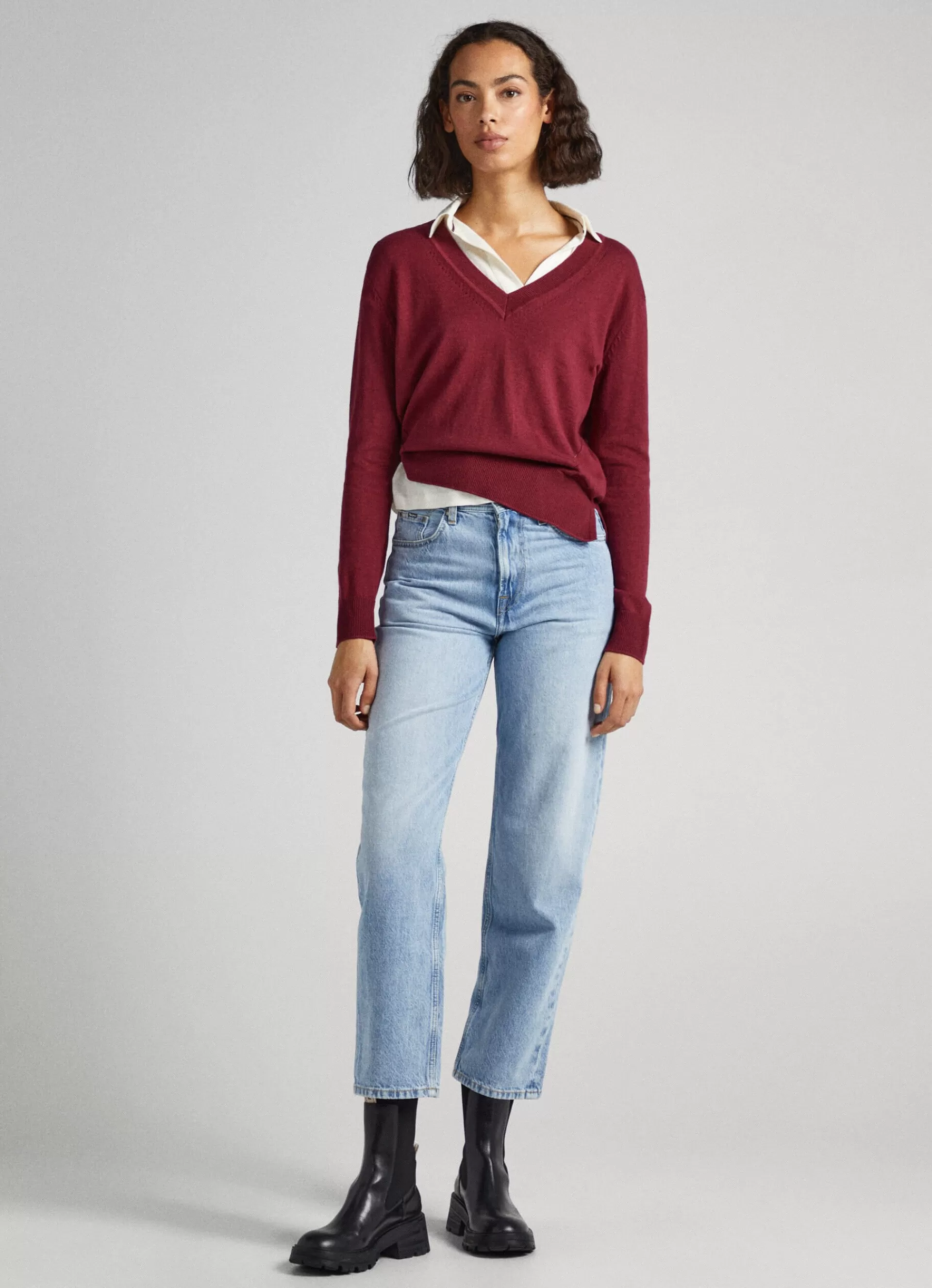 Sweaters & Cardigans | Knitwear*Women Pepe Jeans RIBBED KNIT Burgundy Red