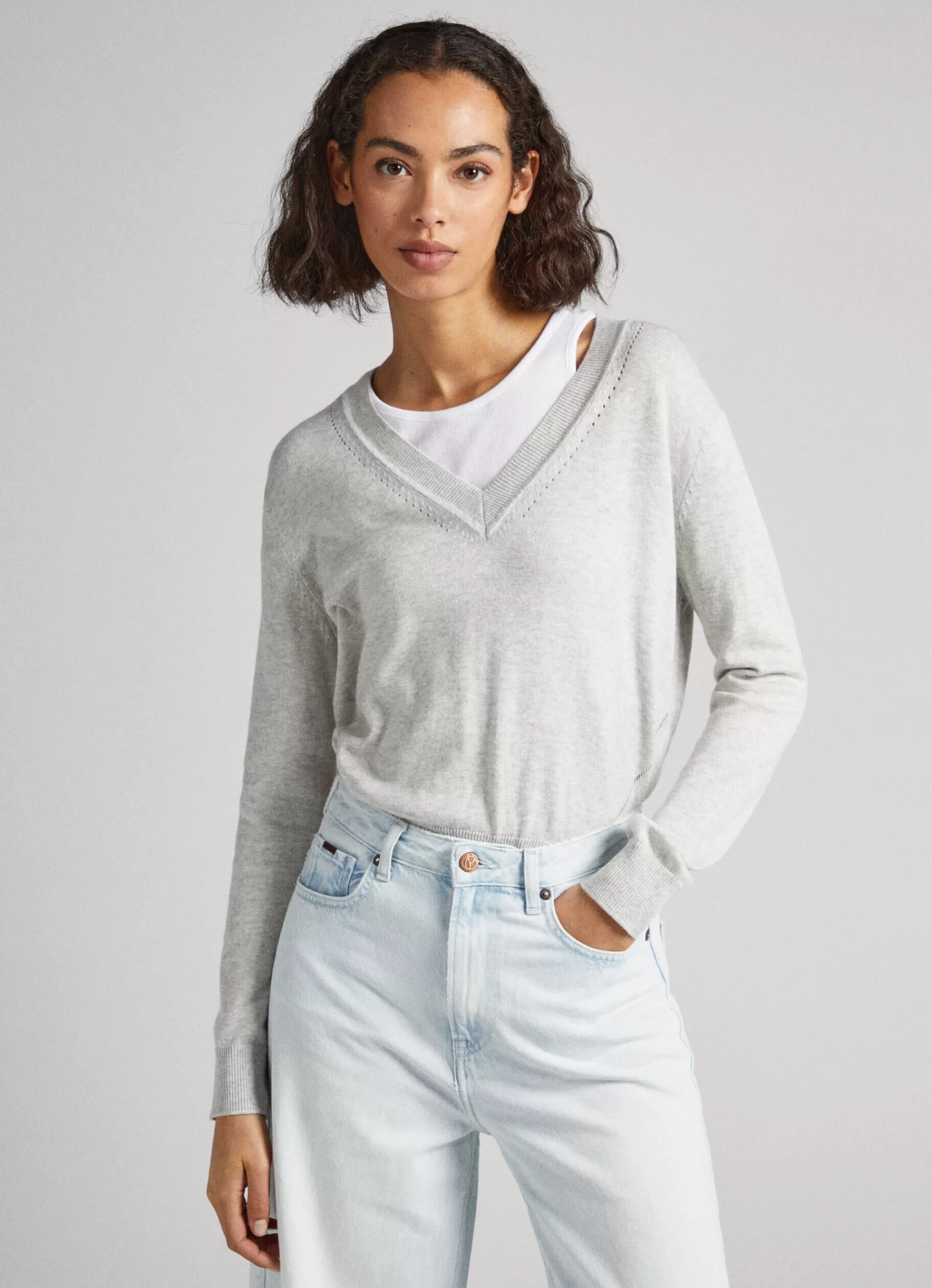 Sweaters & Cardigans | Knitwear*Women Pepe Jeans RIBBED KNIT Light Grey