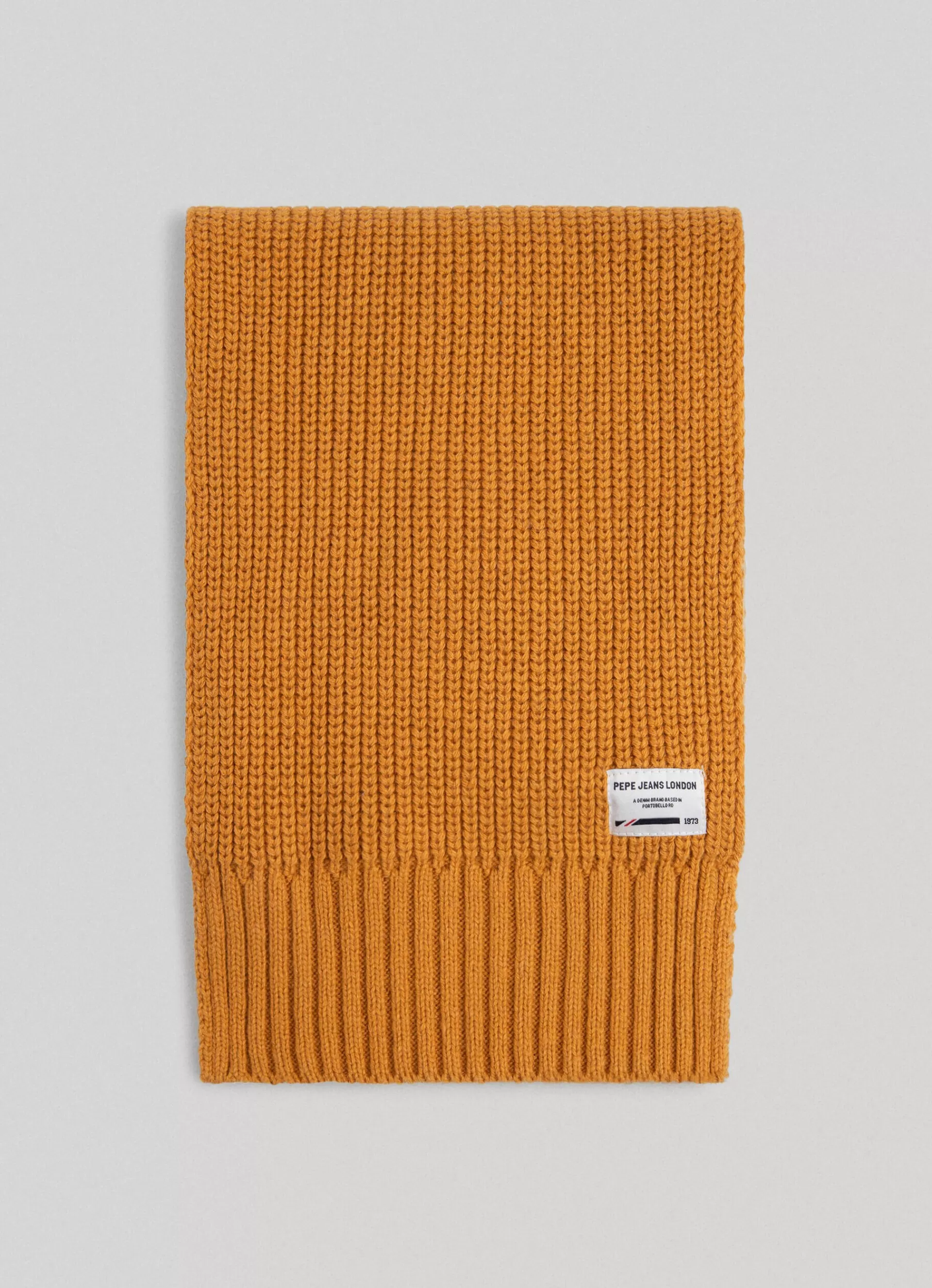 Scarves*Men Pepe Jeans RIBBED KNIT SCARF Ochre Yellow