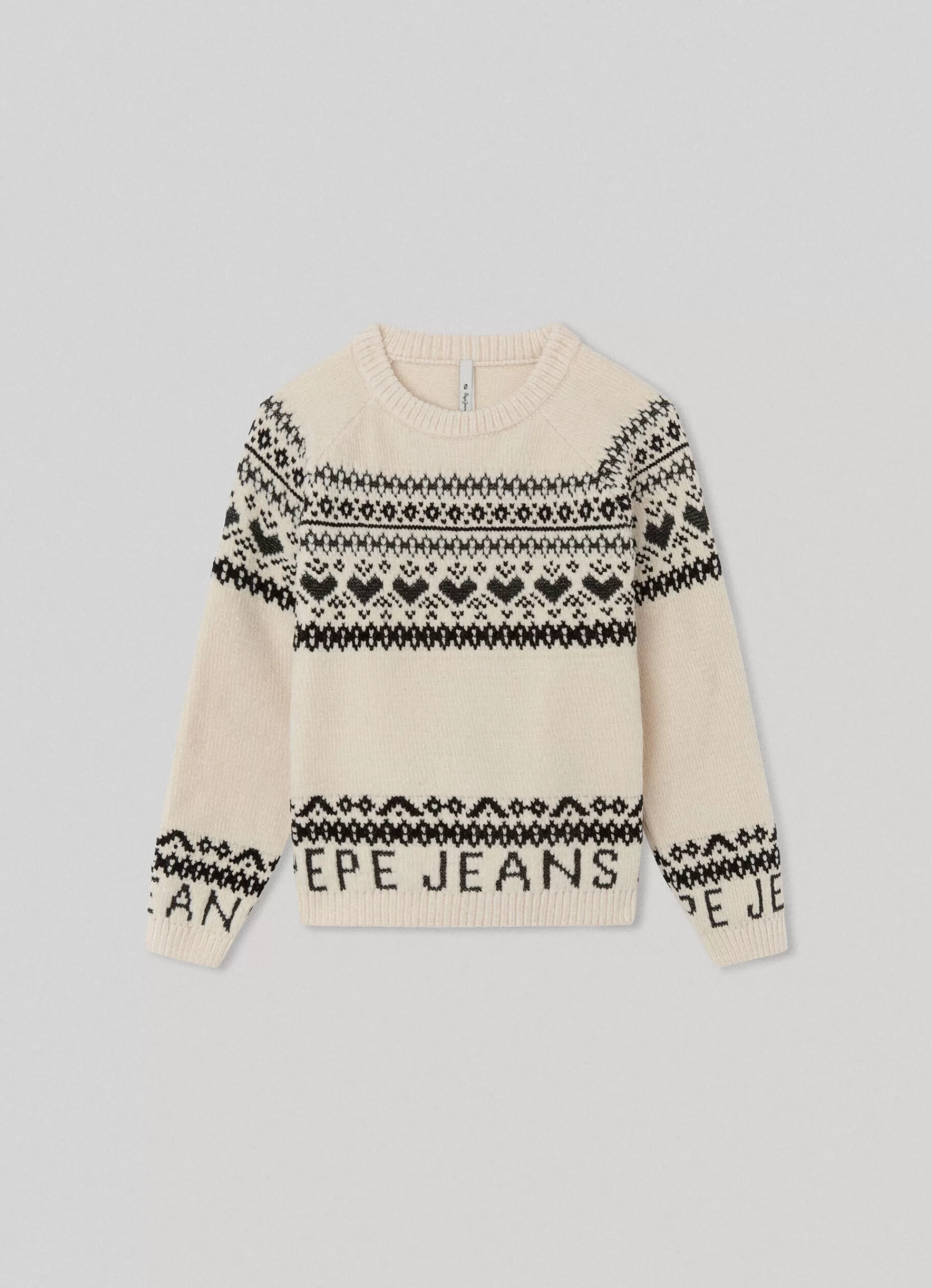 Sweats & Knits*KIDS Pepe Jeans ROUND NECK JACQUARD KNIT Ivory White