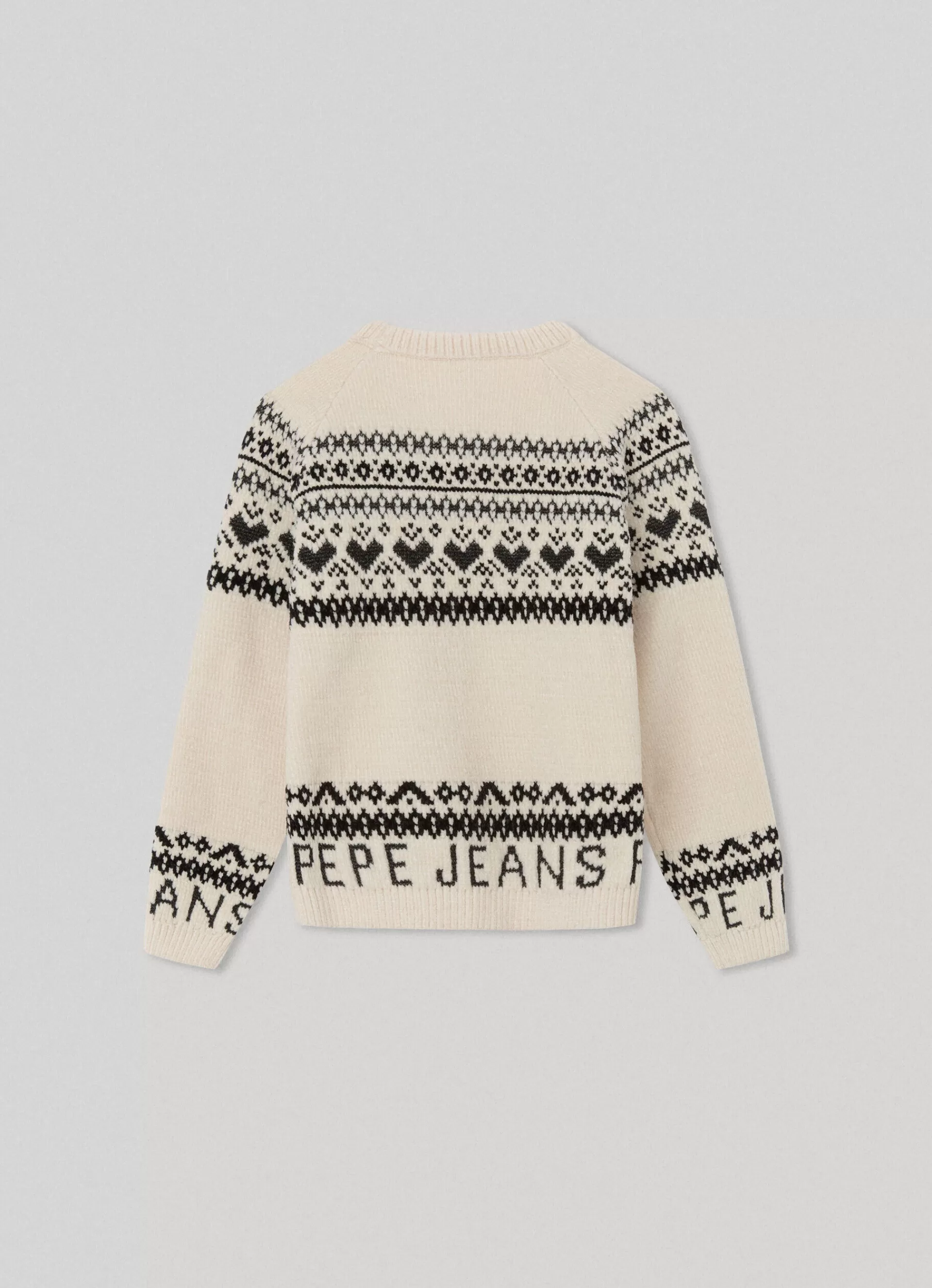 Sweats & Knits*KIDS Pepe Jeans ROUND NECK JACQUARD KNIT Ivory White