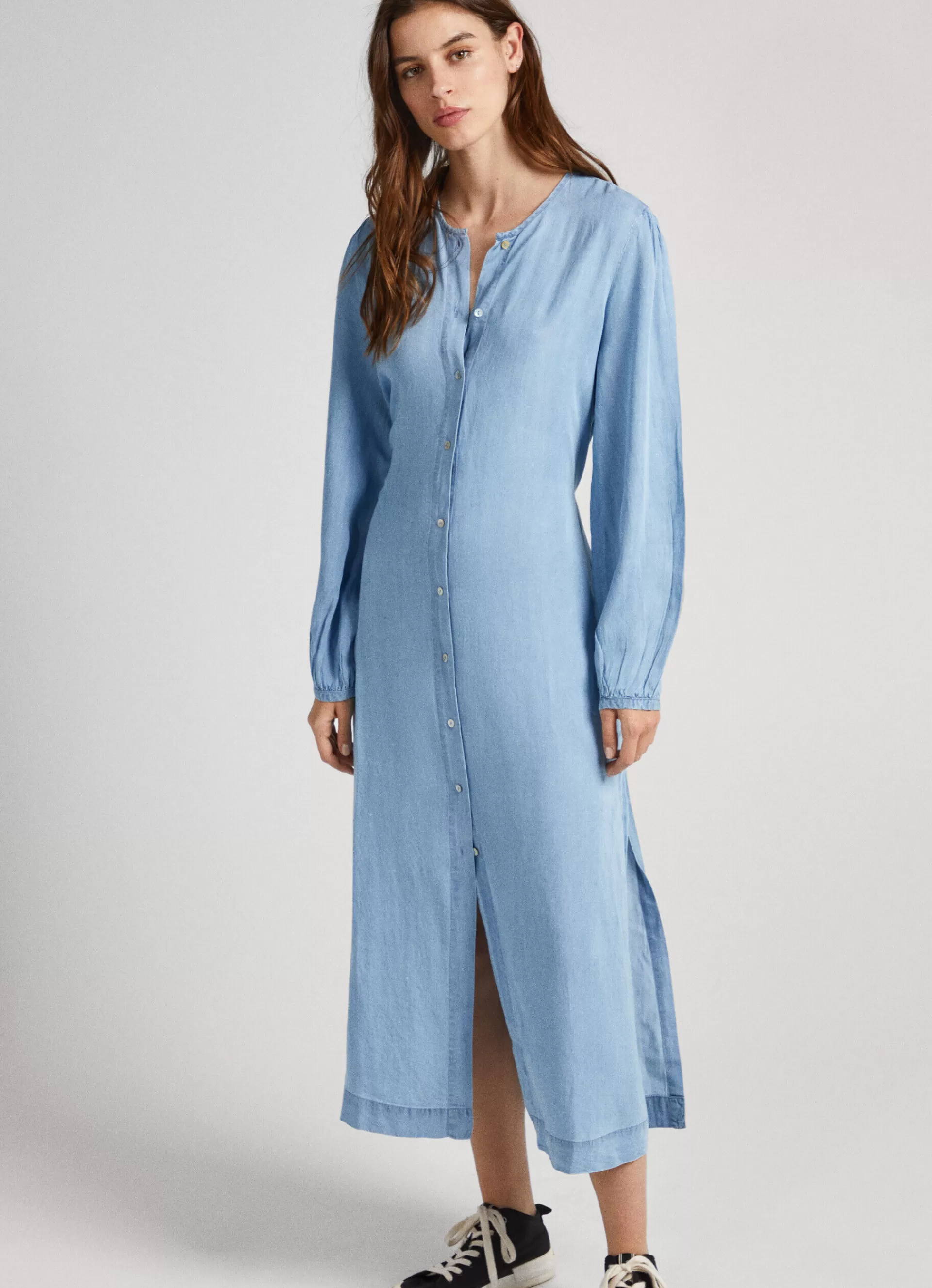 Dresses & Jumpsuits*Women Pepe Jeans ROUND NECK TENCEL DRESS Blue