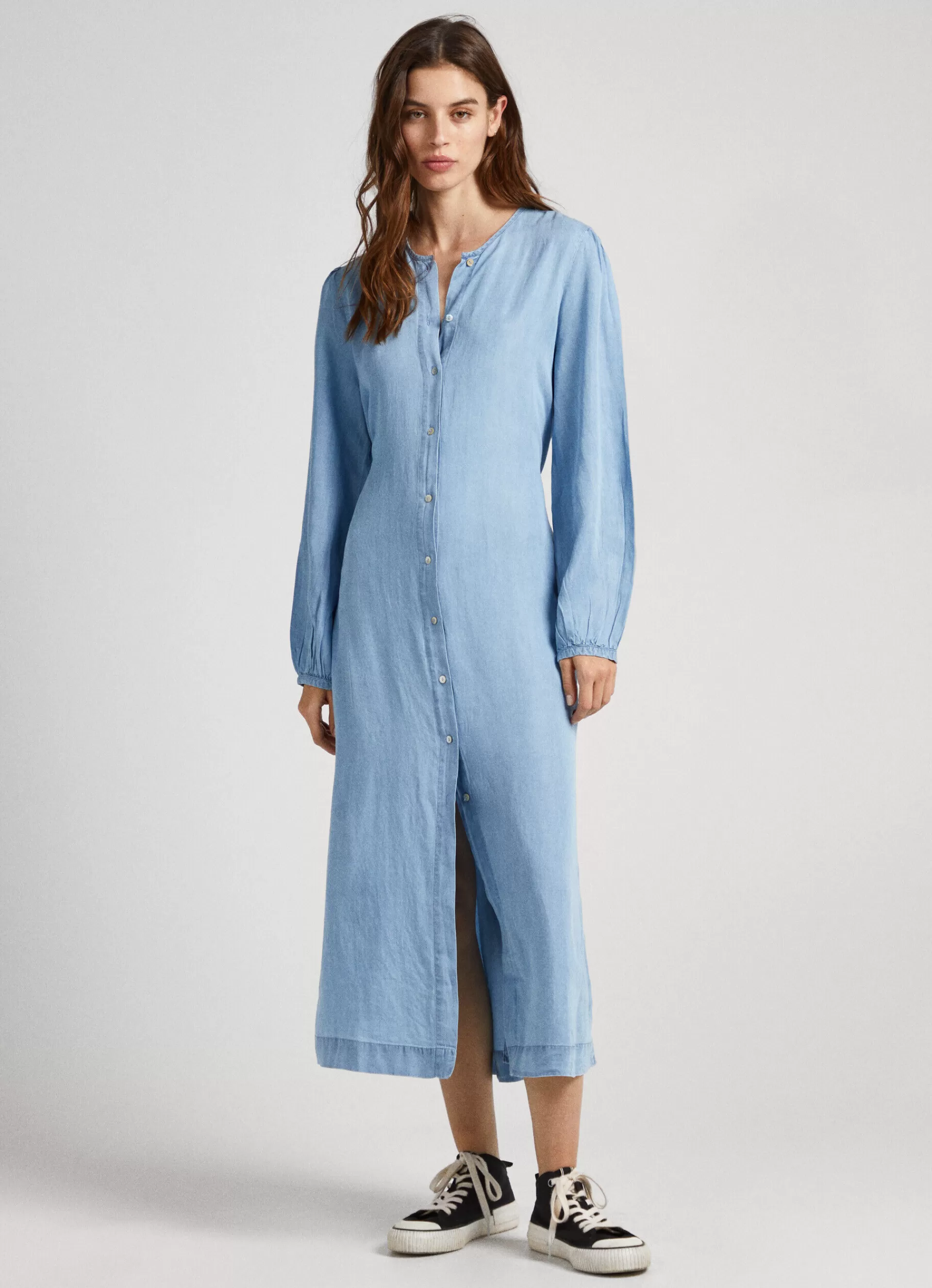 Dresses & Jumpsuits*Women Pepe Jeans ROUND NECK TENCEL DRESS Blue