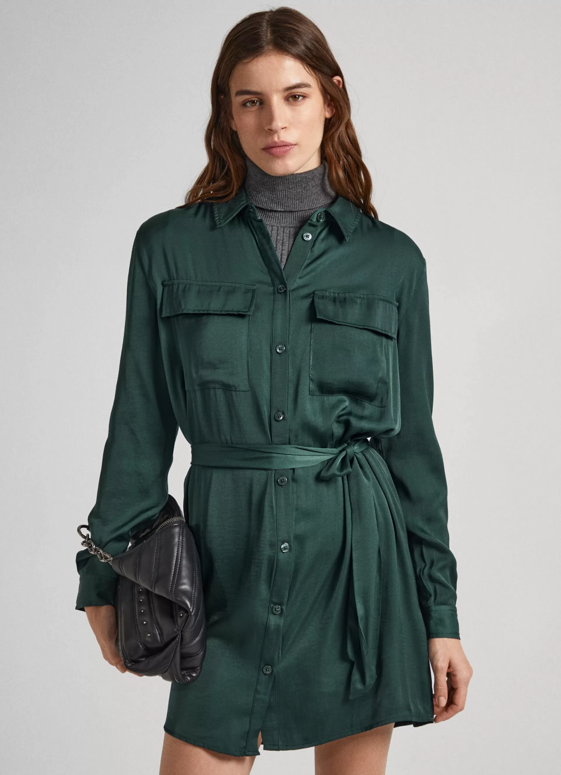 Dresses & Jumpsuits*Women Pepe Jeans SATIN BUTTON-UP DRESS Regent Green