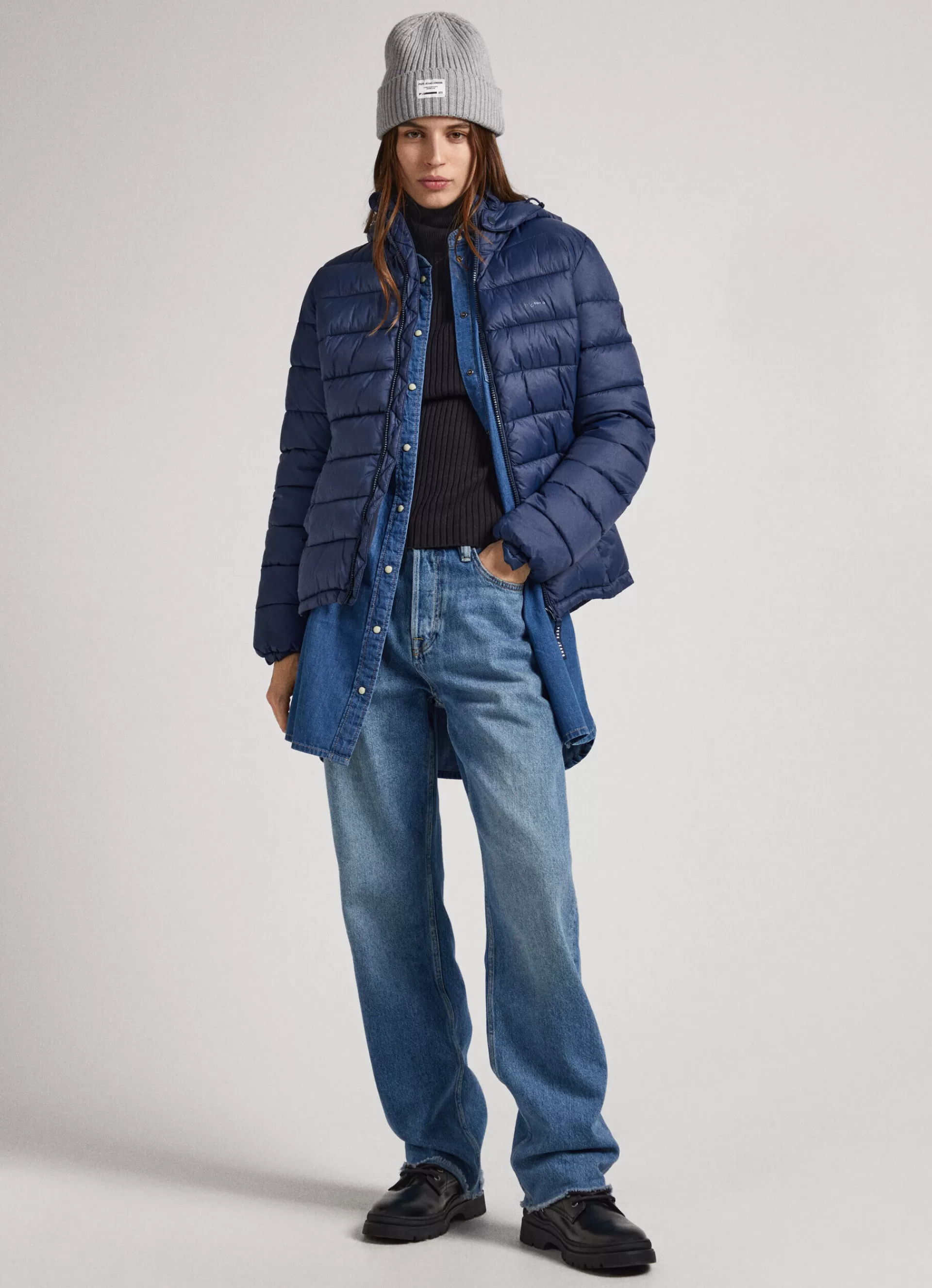 Coats & Jackets*Women Pepe Jeans SHORT PUFFER JACKET Dulwich Blue