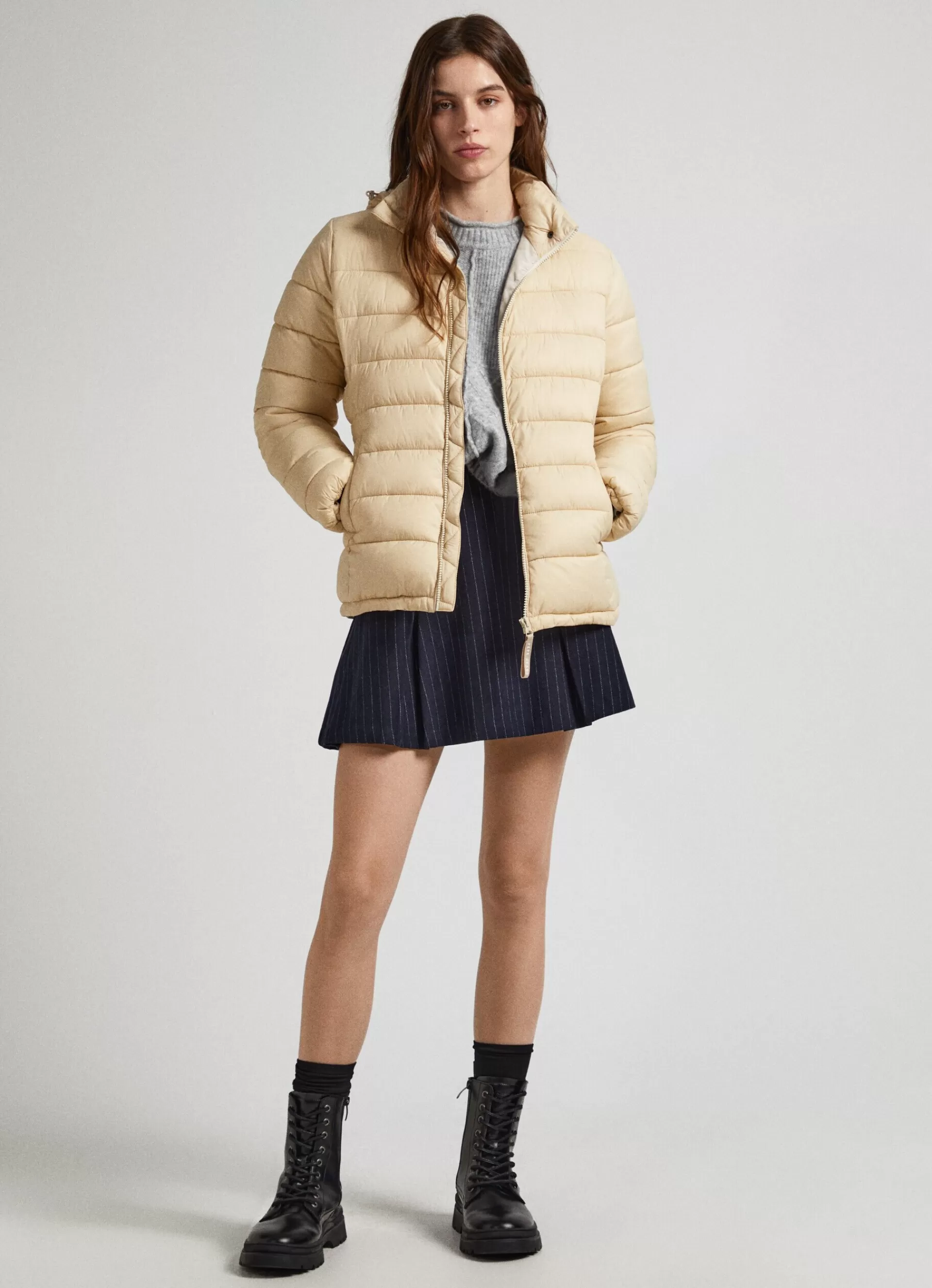 Coats & Jackets*Women Pepe Jeans SHORT PUFFER JACKET Sand Beige