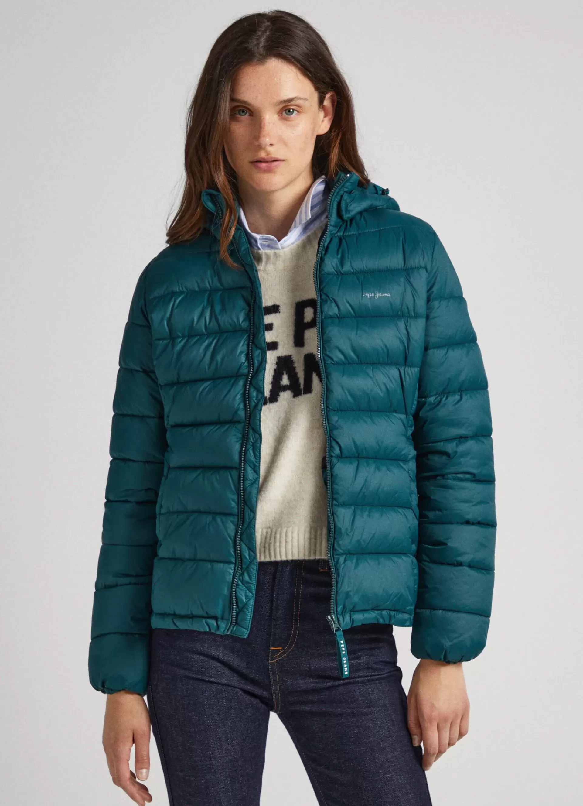 Coats & Jackets*Women Pepe Jeans SHORT PUFFER JACKET Regent Green