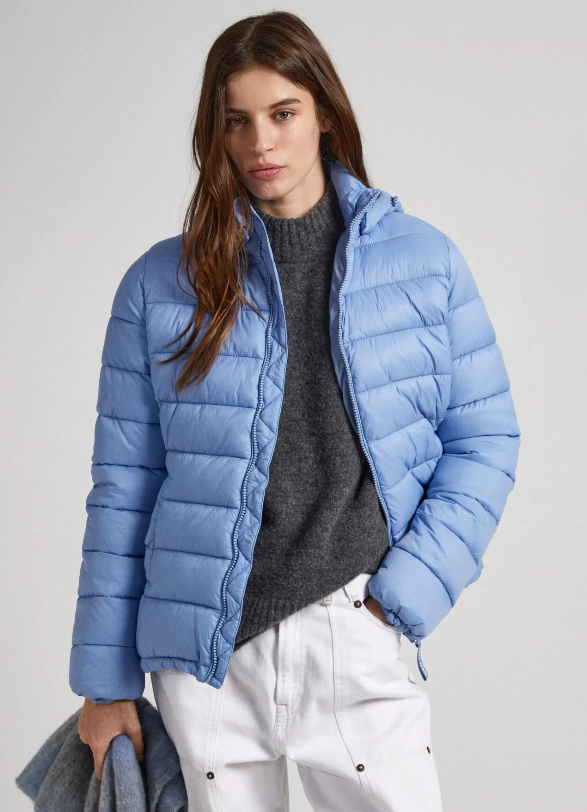 Coats & Jackets*Women Pepe Jeans SHORT PUFFER JACKET Steel Blue