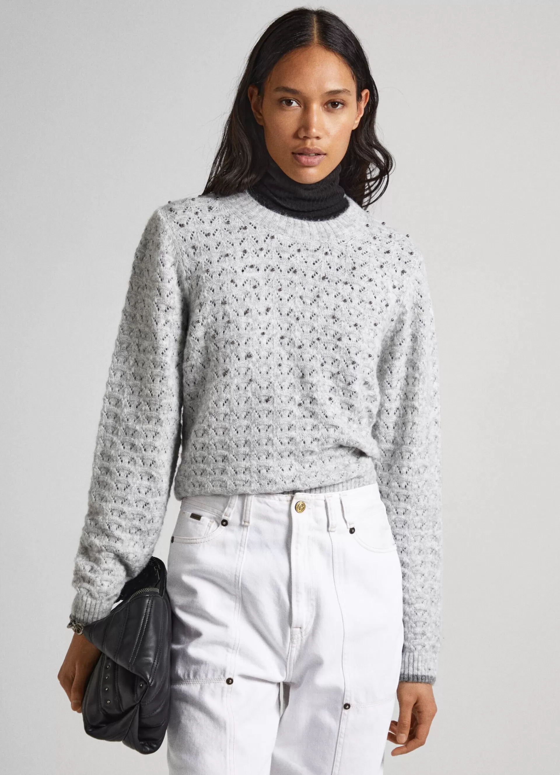 Sweaters & Cardigans | Knitwear*Women Pepe Jeans STRASS DETAIL KNIT Light Grey