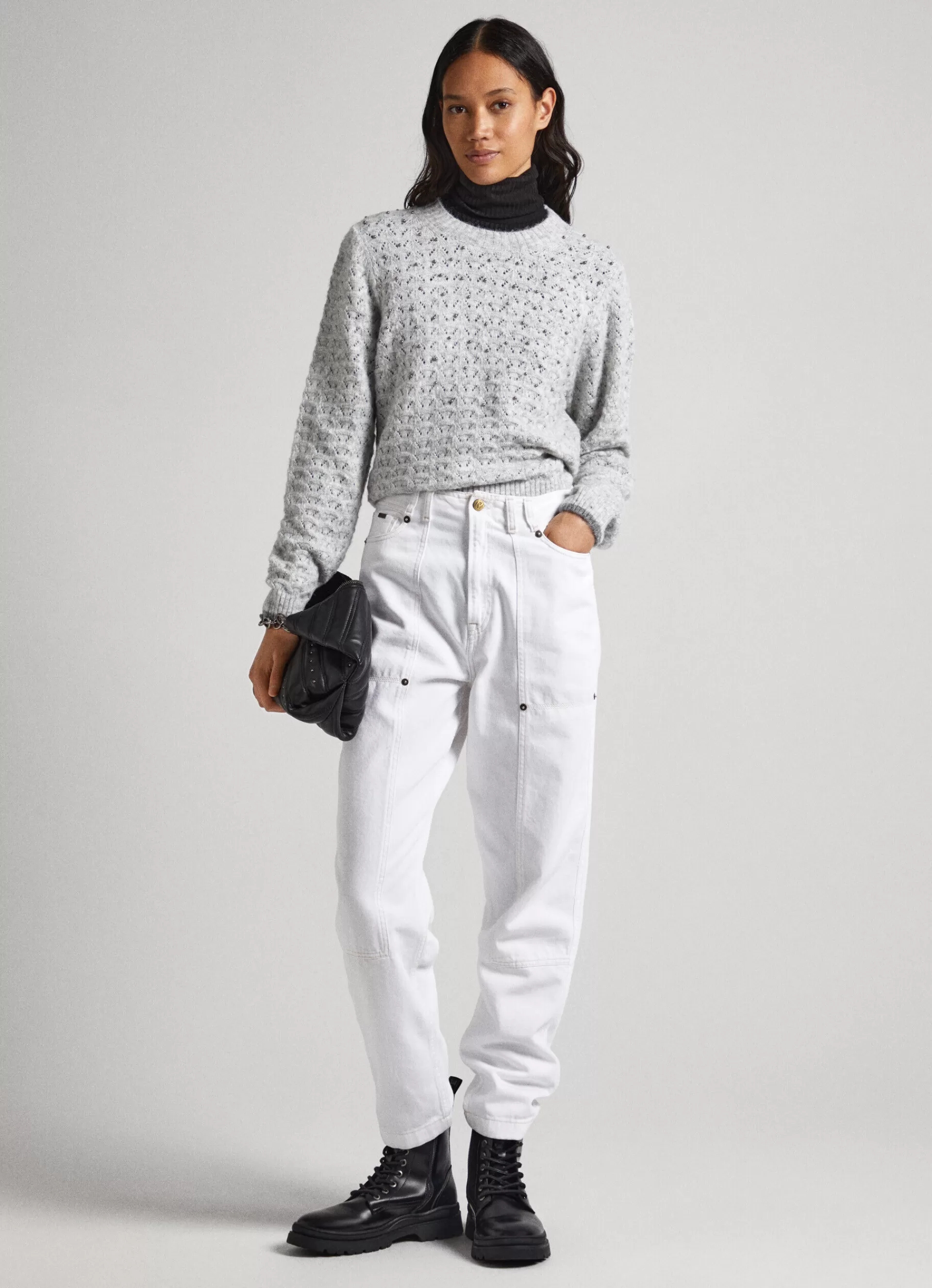 Sweaters & Cardigans | Knitwear*Women Pepe Jeans STRASS DETAIL KNIT Light Grey