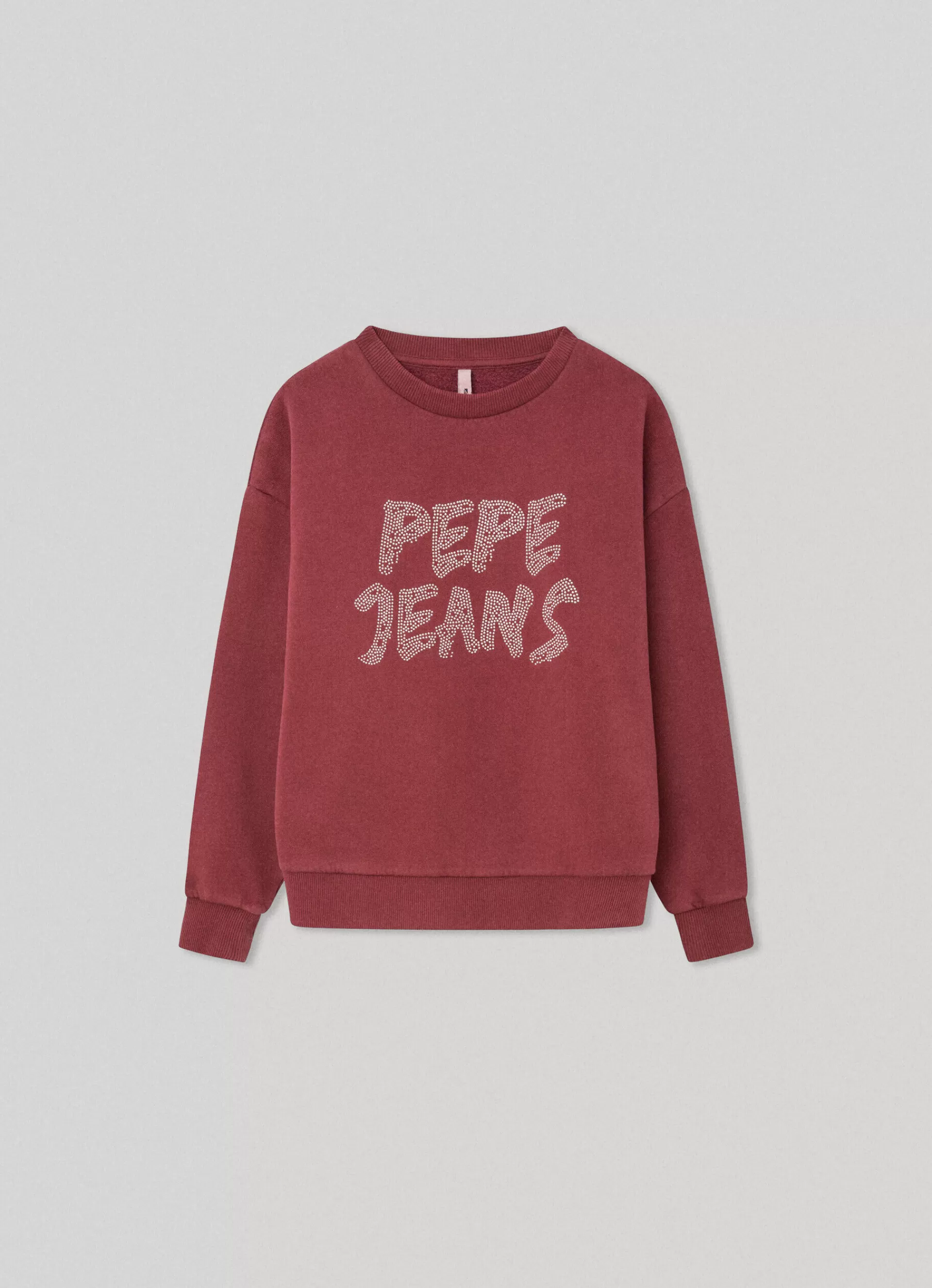 Sweats & Knits*KIDS Pepe Jeans STRASS LOGO COTTON SWEATSHIRT Burgundy Red