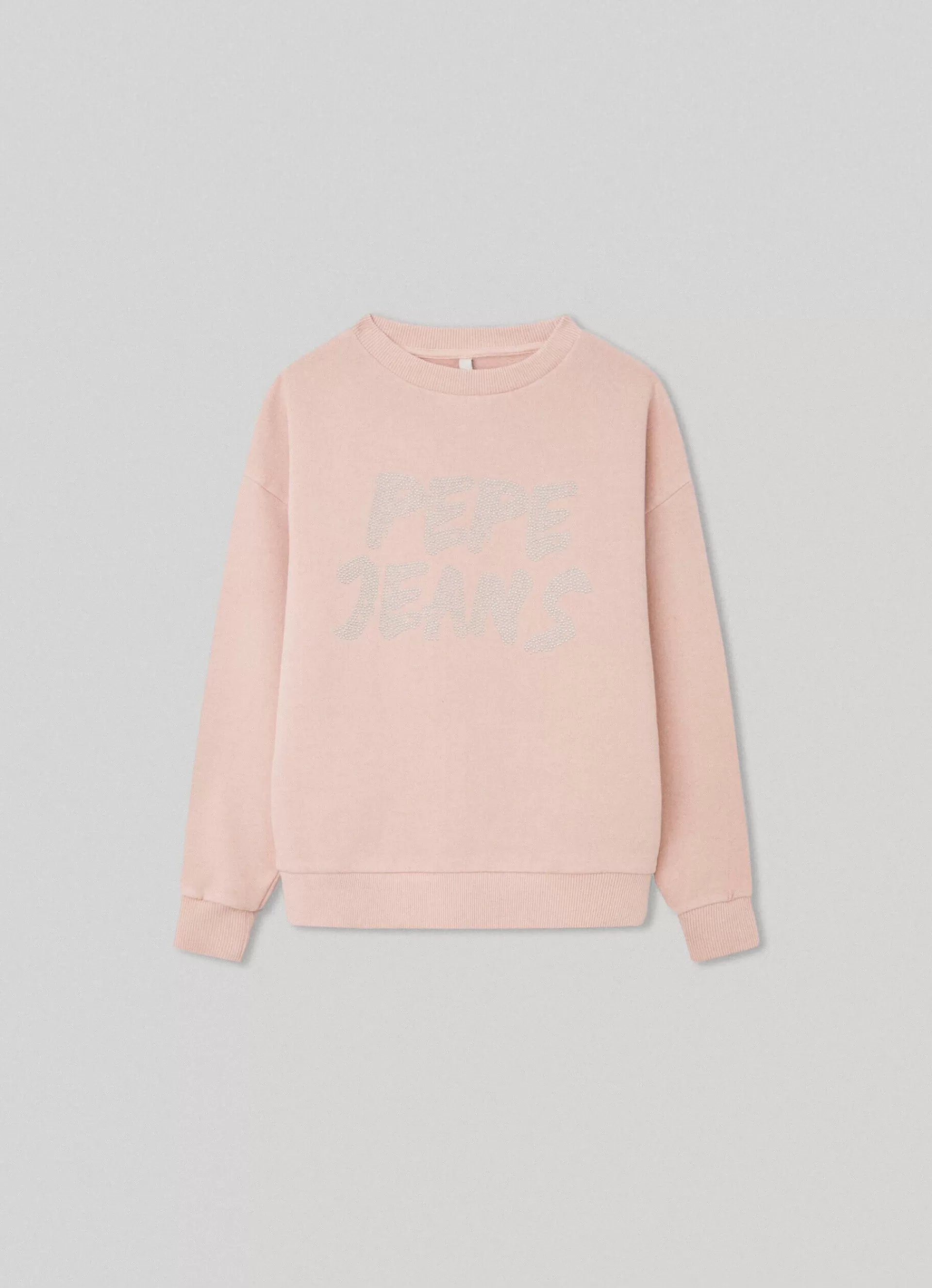 Sweats & Knits*KIDS Pepe Jeans STRASS LOGO COTTON SWEATSHIRT Ash Rose Pink