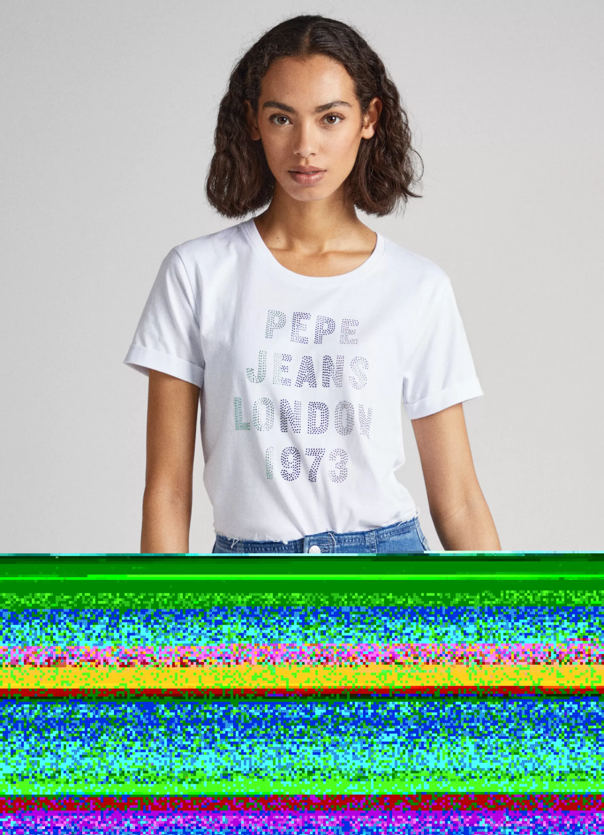 T-shirts*Women Pepe Jeans STRASS LOGO T-SHIRT White