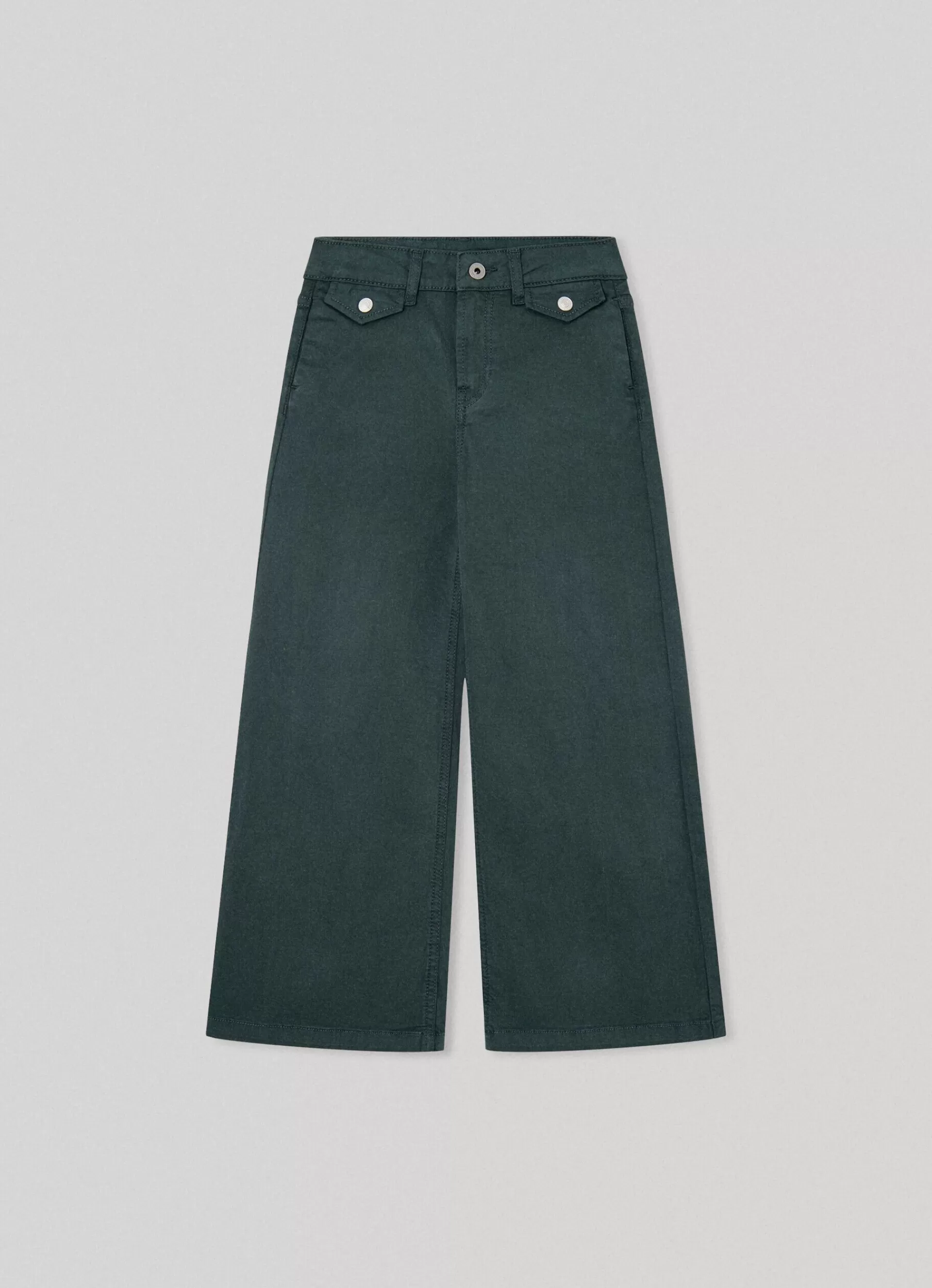 Trousers*KIDS Pepe Jeans STRETCH TWILL PALAZZO TROUSERS Regent Green