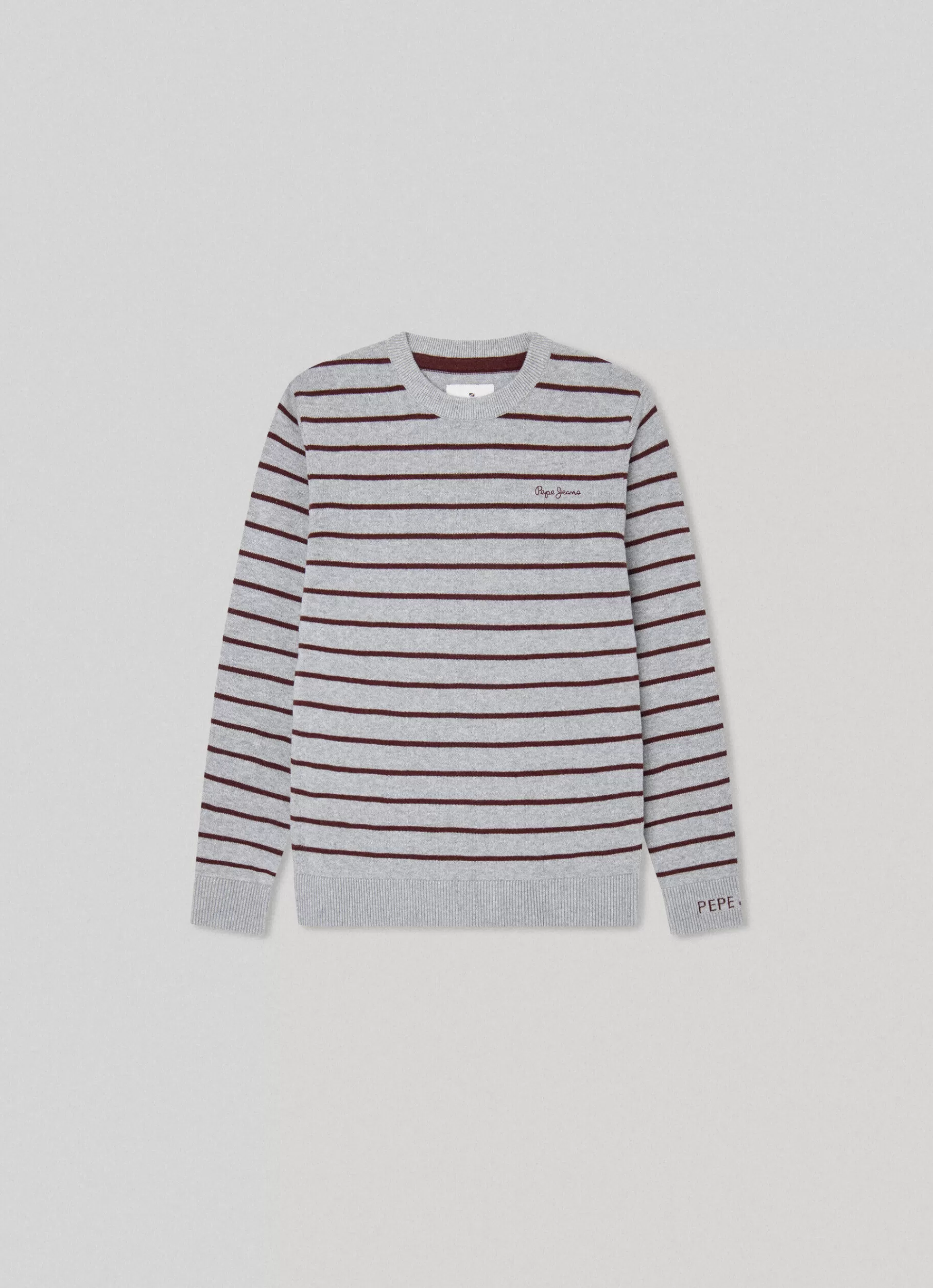 Sweats*KIDS Pepe Jeans STRIPED COTTON SWEATSHIRT Marl Grey