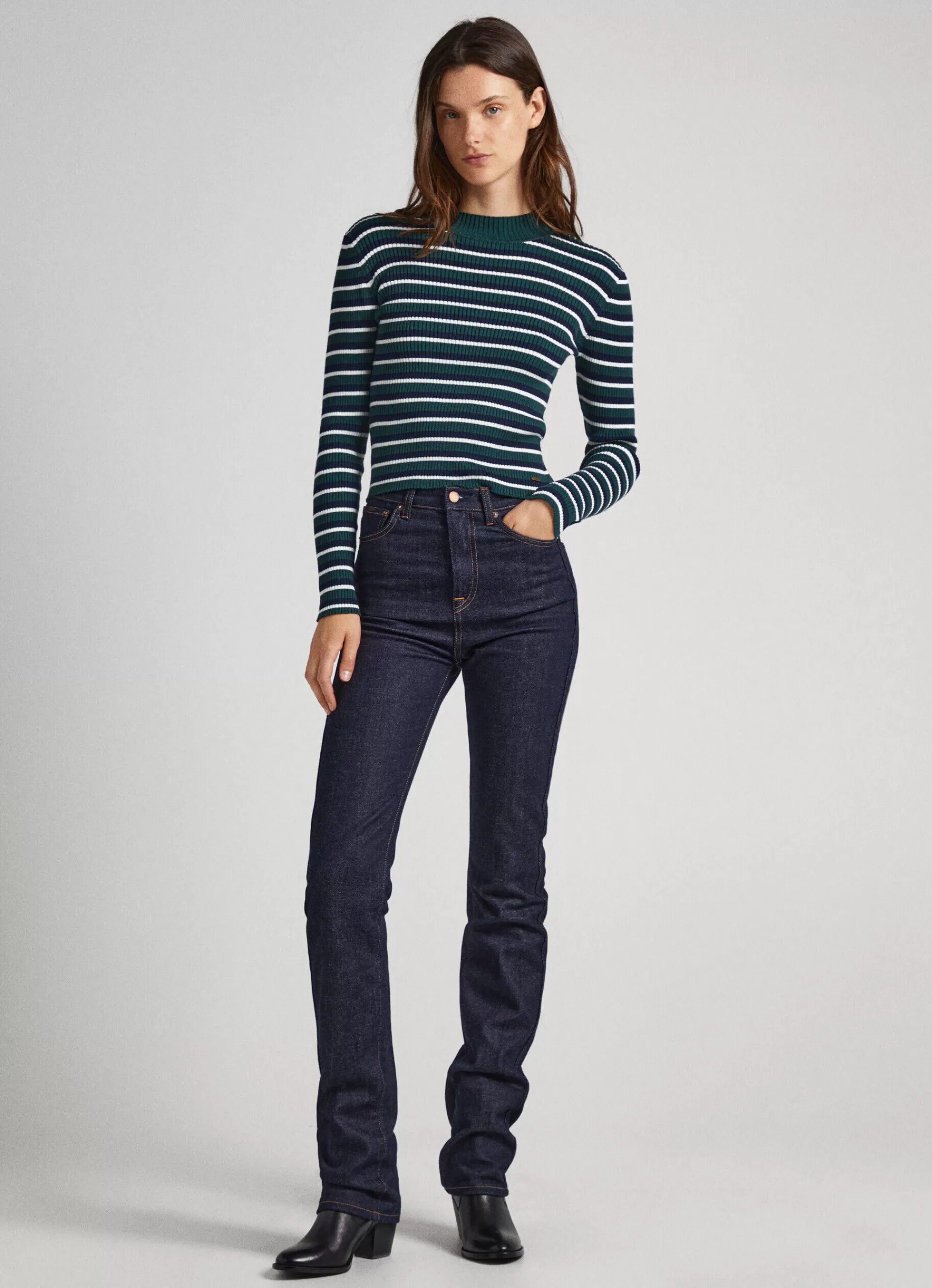 Sweaters & Cardigans | Knitwear*Women Pepe Jeans STRIPED RIBBED KNIT Regent Green