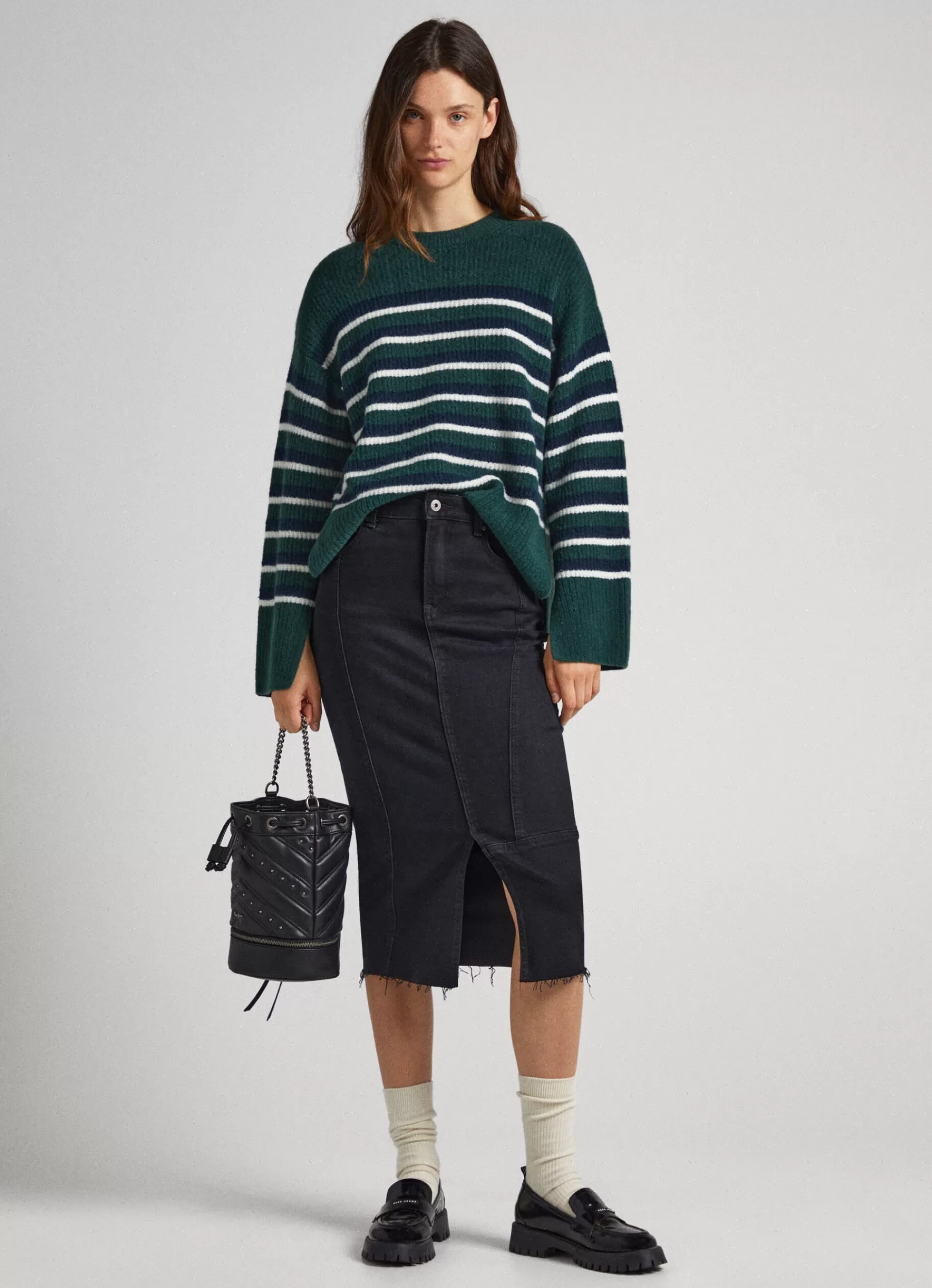 Sweaters & Cardigans | Knitwear*Women Pepe Jeans STRIPED ROUND NECK KNIT Regent Green