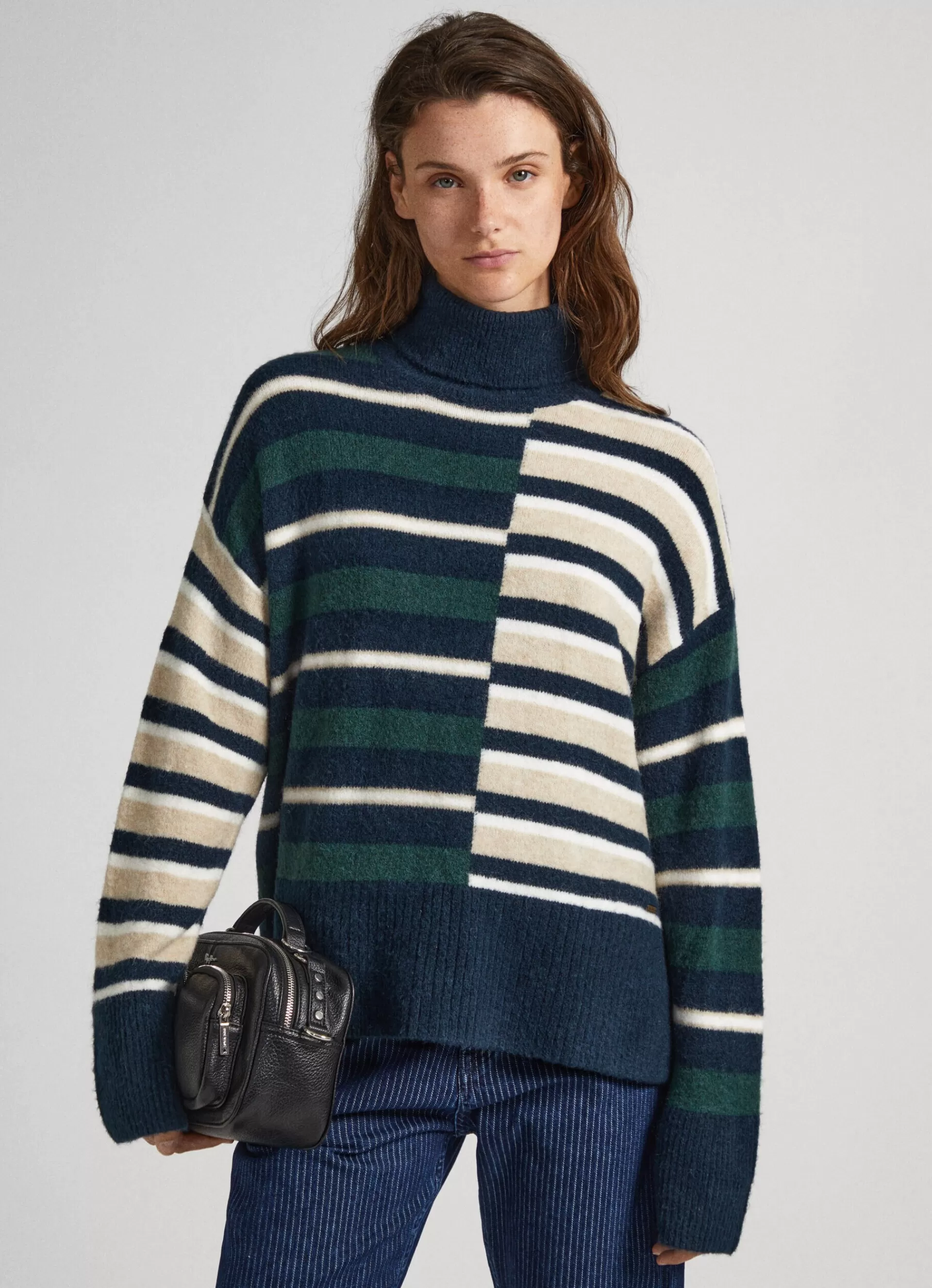 Sweaters & Cardigans | Knitwear*Women Pepe Jeans STRIPED TURTLENECK KNIT Regent Green