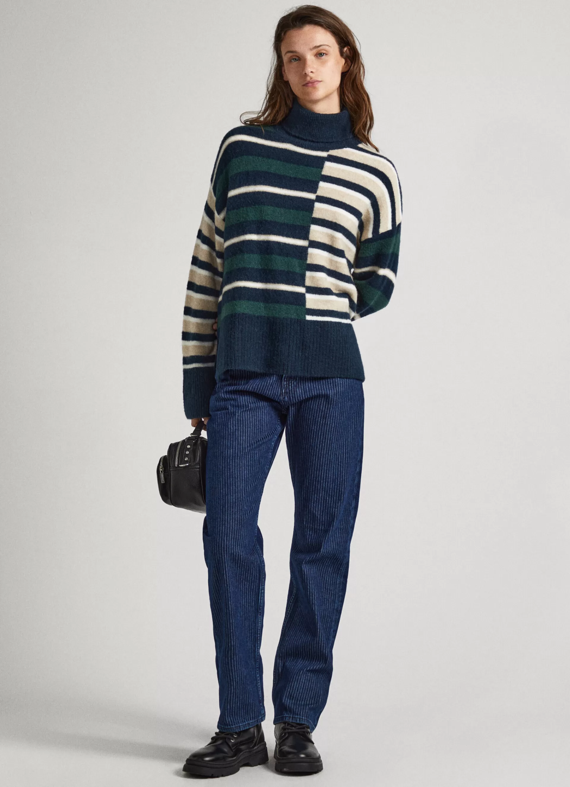 Sweaters & Cardigans | Knitwear*Women Pepe Jeans STRIPED TURTLENECK KNIT Regent Green