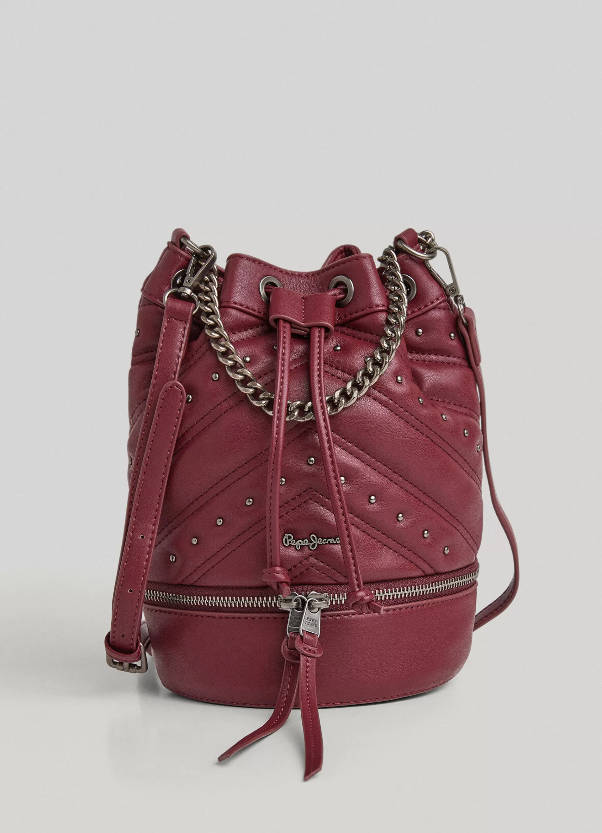 Bags & Backpacks*Women Pepe Jeans STUDDED BUCKET BAG Burgundy Red