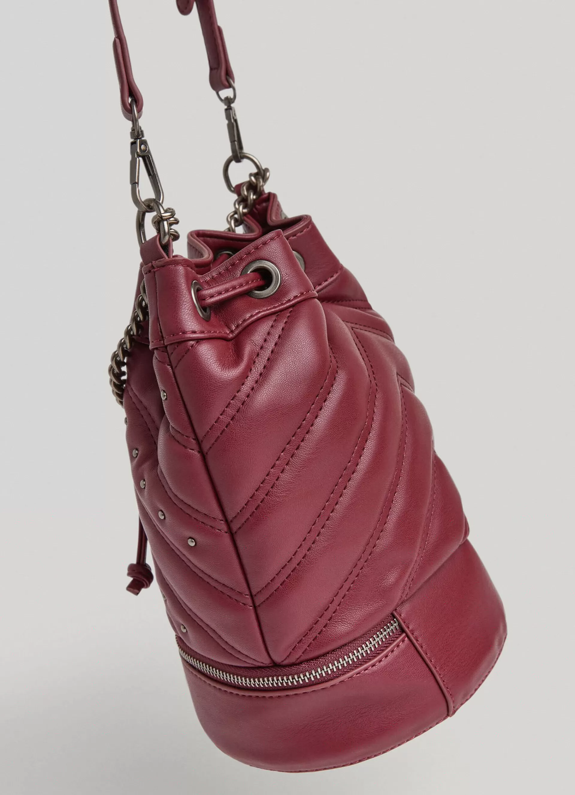 Bags & Backpacks*Women Pepe Jeans STUDDED BUCKET BAG Burgundy Red