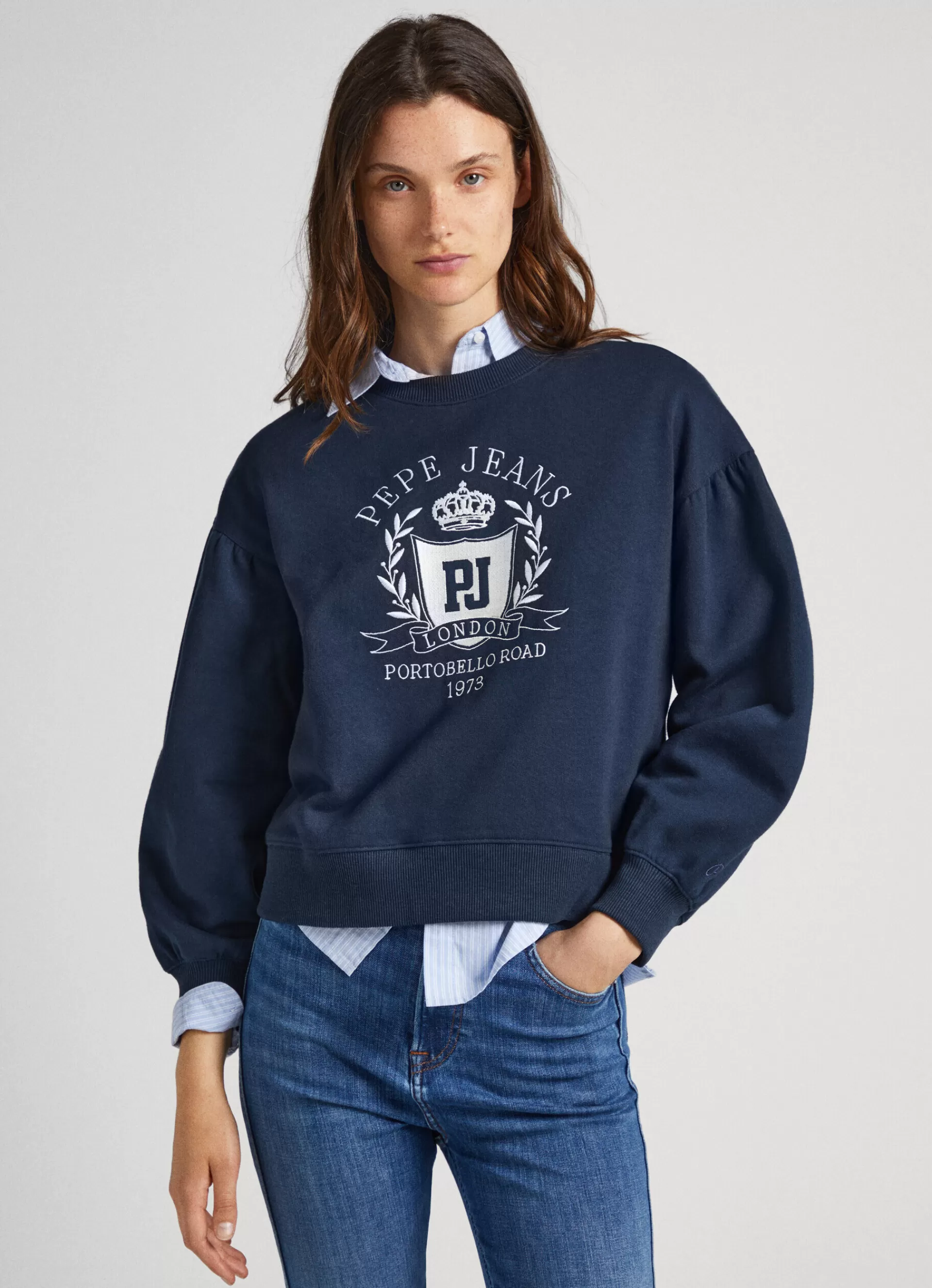 Sweatshirts & Hoodies*Women Pepe Jeans SWEATSHIRT W/ PRINTED LOGO Dulwich Blue