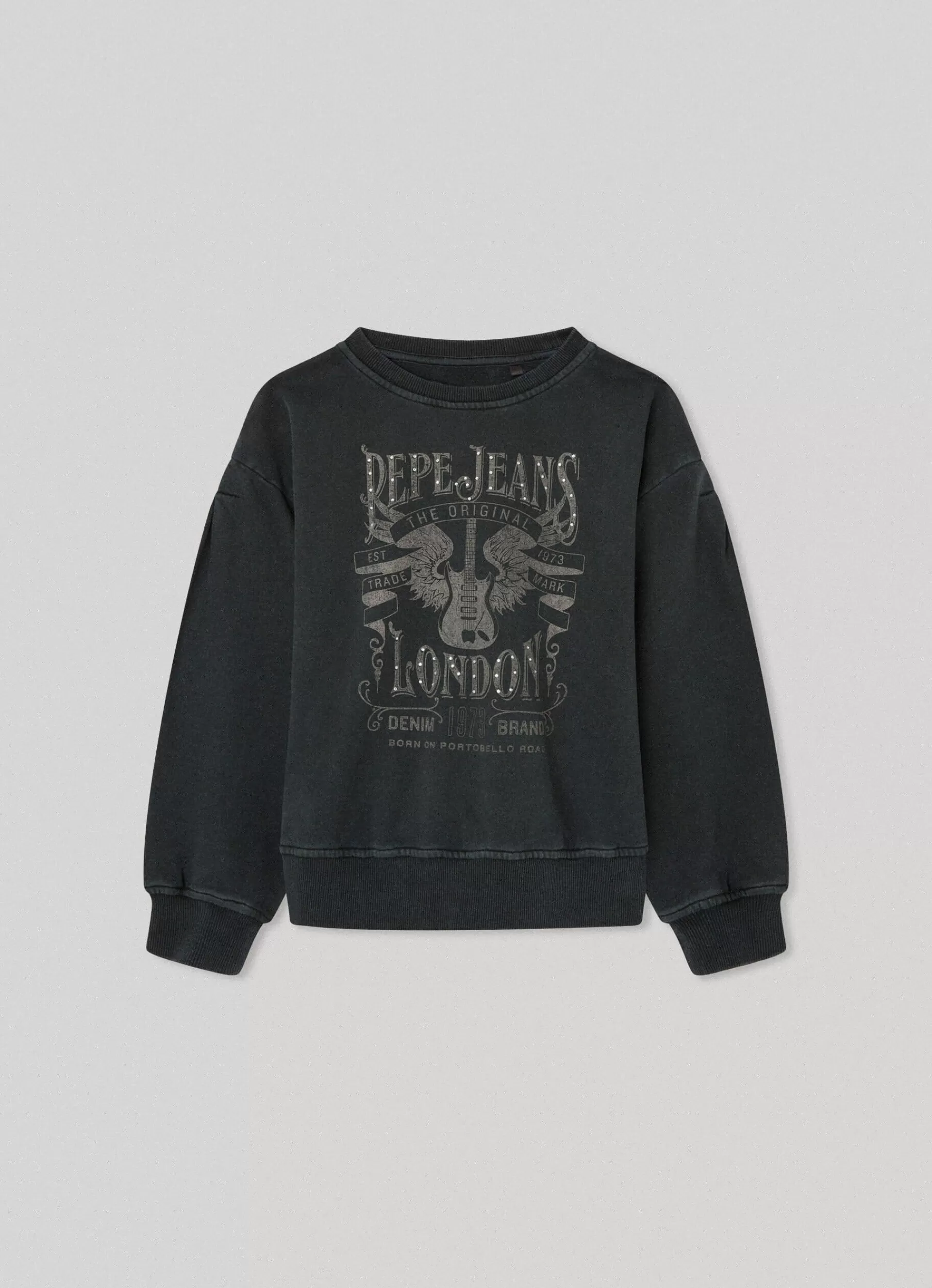 Sweats & Knits*KIDS Pepe Jeans SWEATSHIRT W/ ROCK THEMED LOGO Black