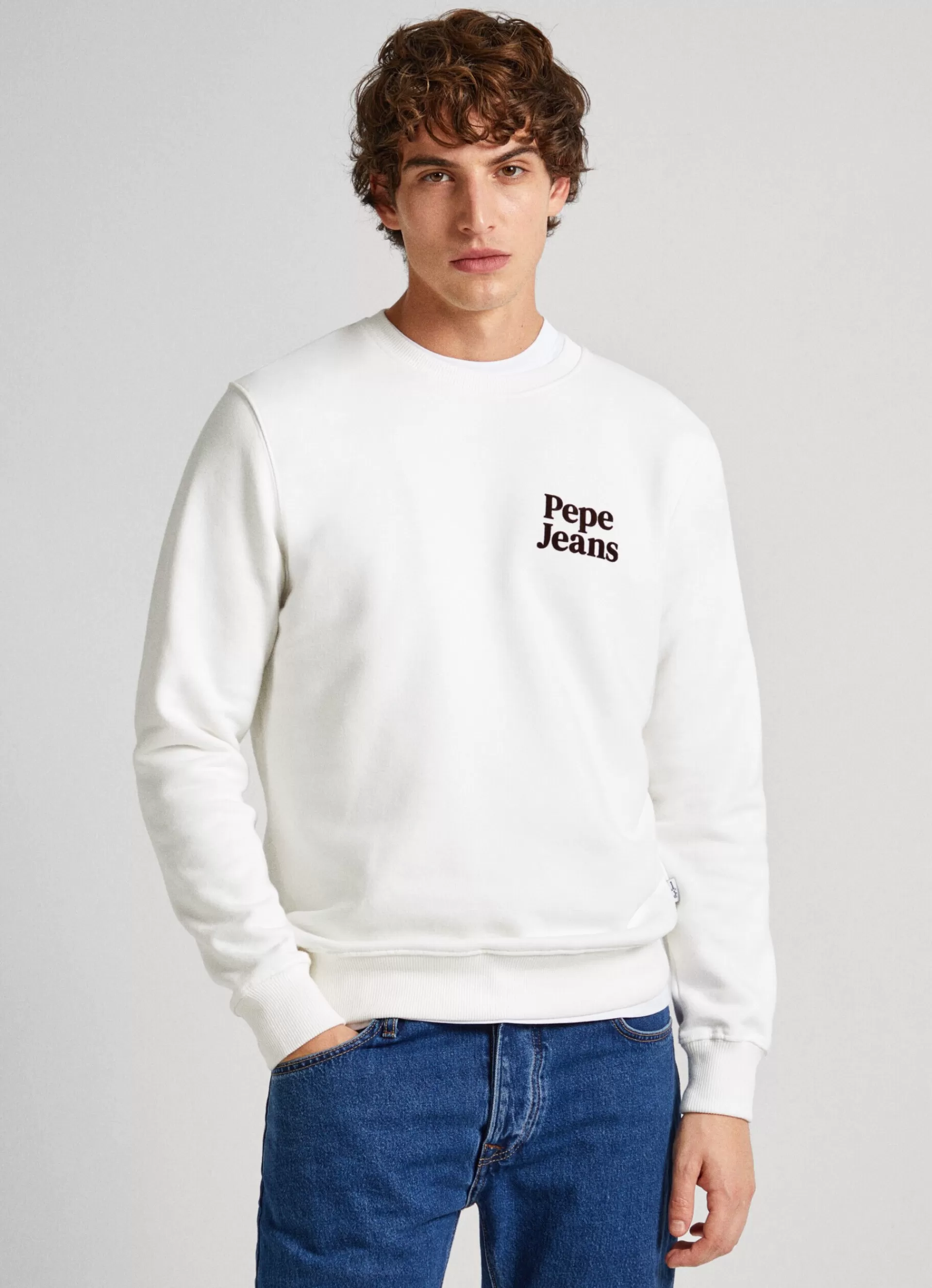 Sweatshirts & Hoodies*Men Pepe Jeans SWEATSHIRT WITH PRINTED LOGO Off White