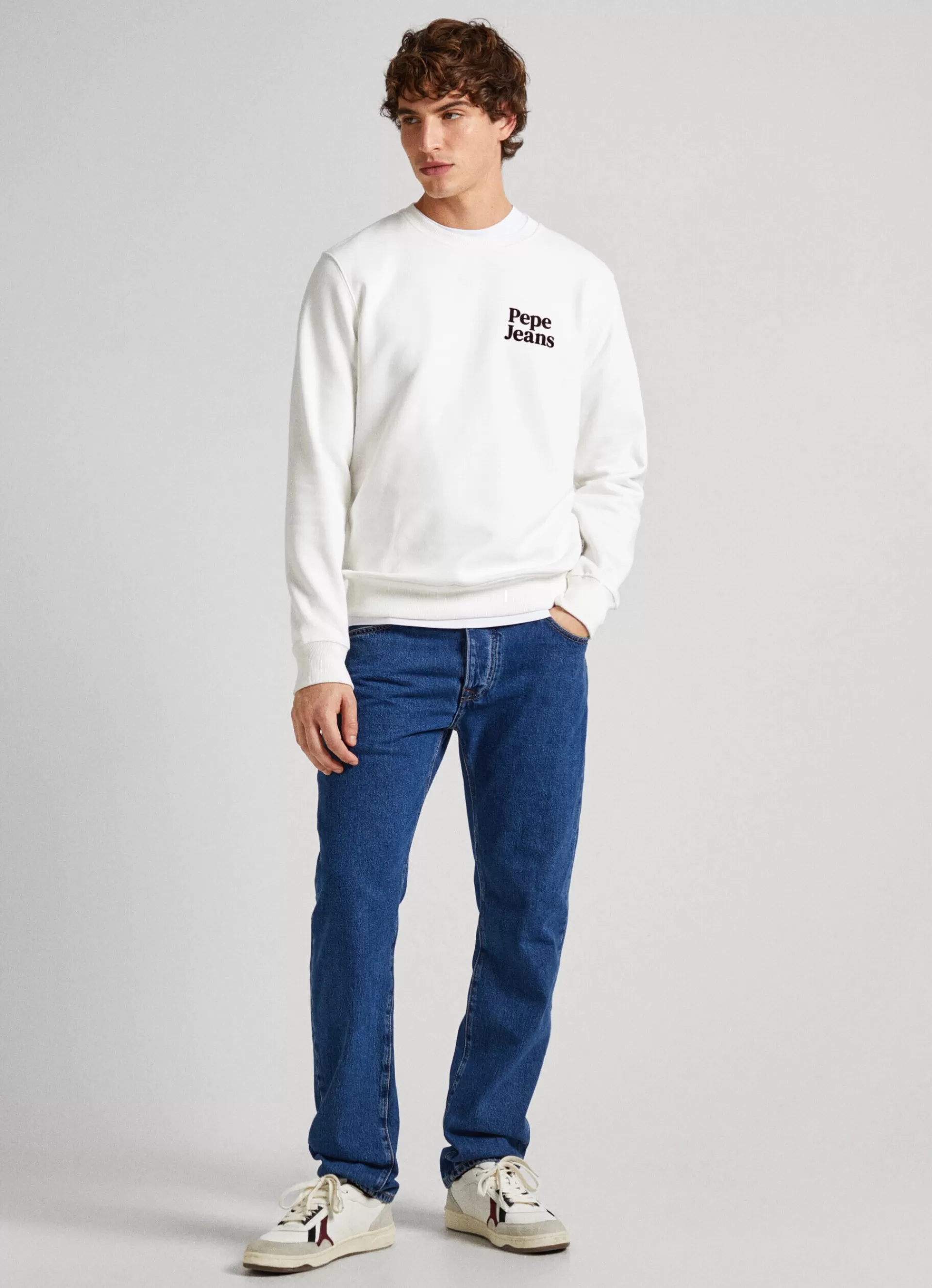 Sweatshirts & Hoodies*Men Pepe Jeans SWEATSHIRT WITH PRINTED LOGO Off White