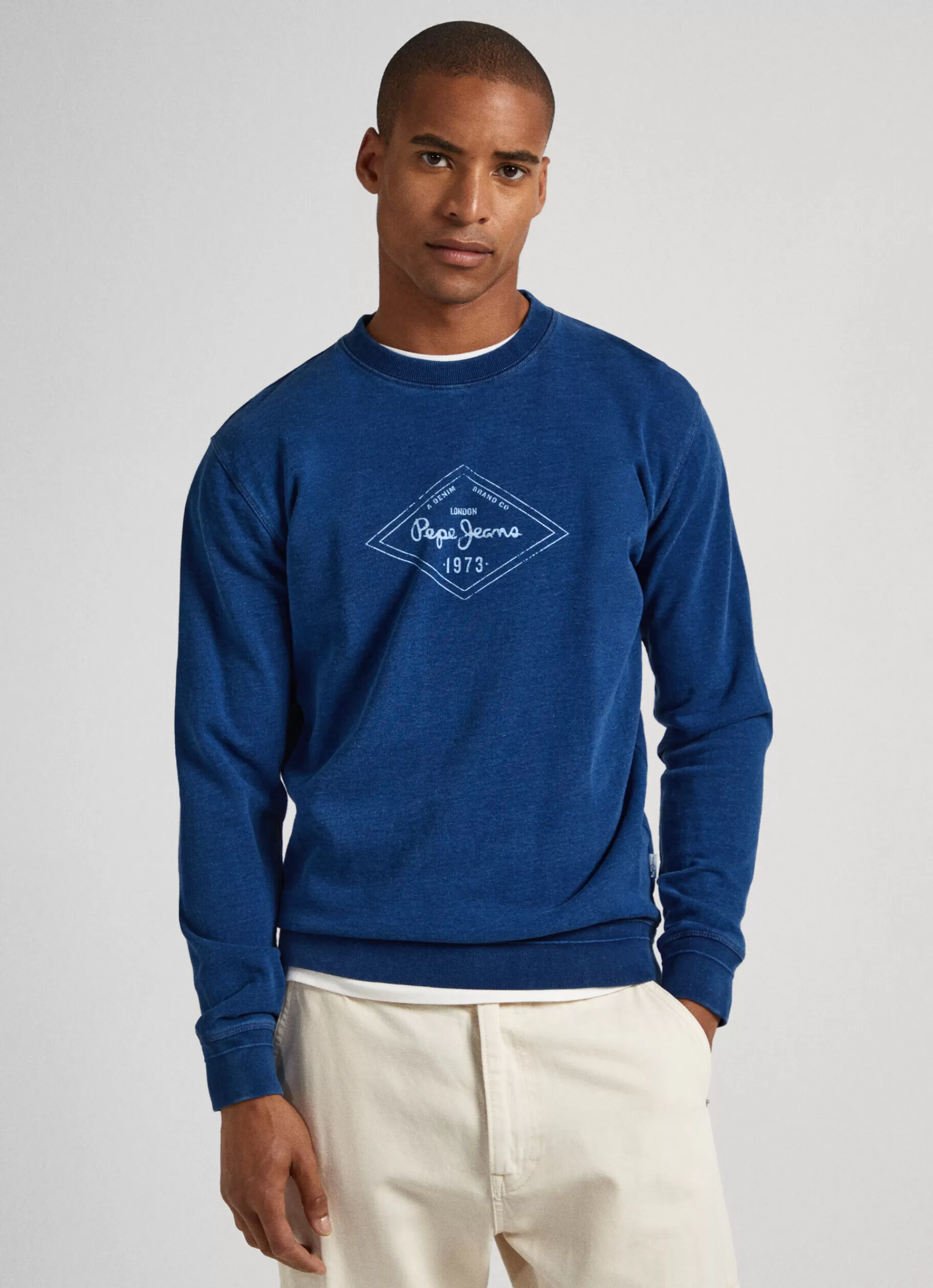 Sweatshirts & Hoodies*Men Pepe Jeans SWEATSHIRT WITH PRINTED LOGO Indigo Blue