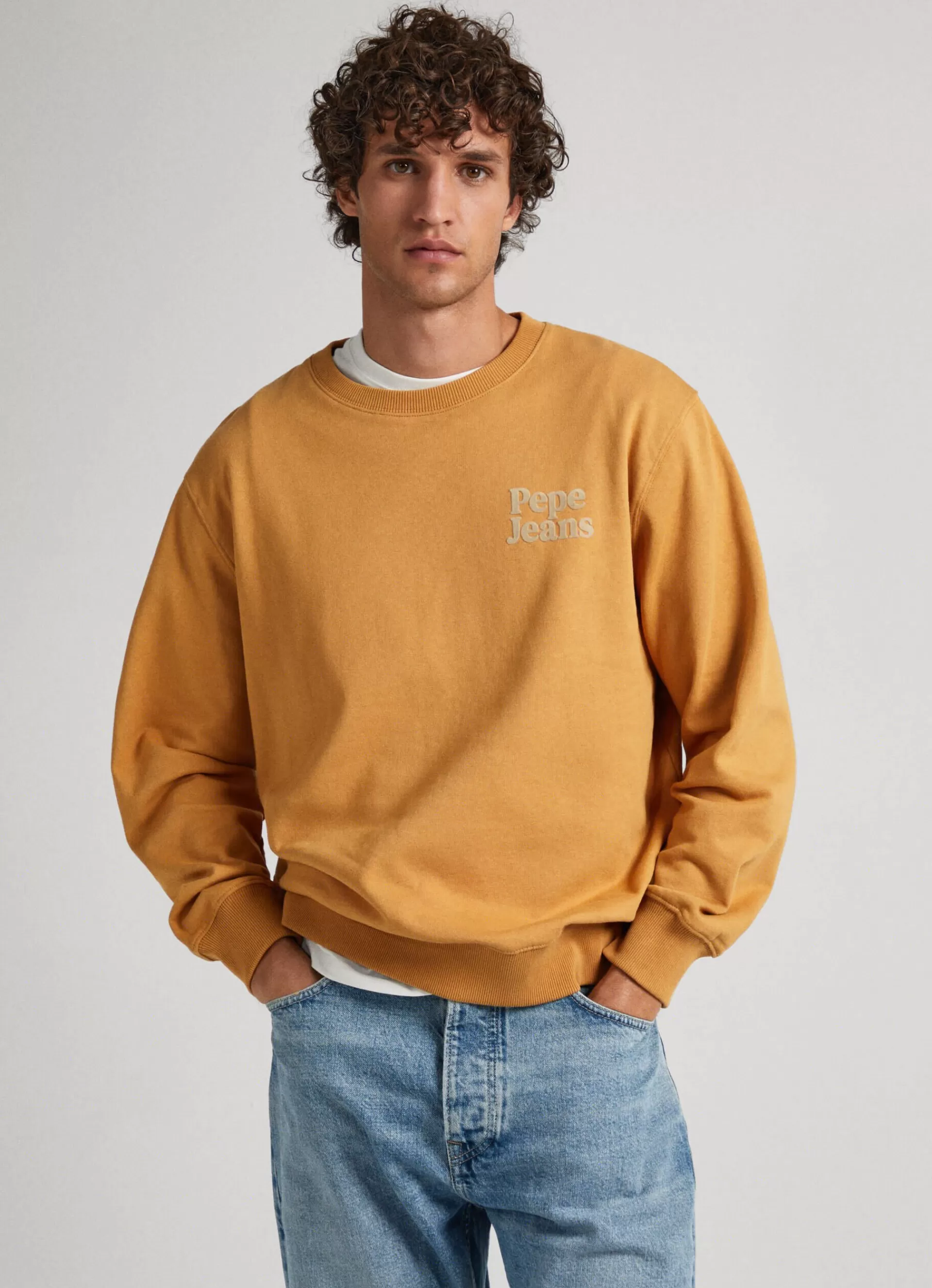 Sweatshirts & Hoodies*Men Pepe Jeans SWEATSHIRT WITH PRINTED LOGO Mixing Beige