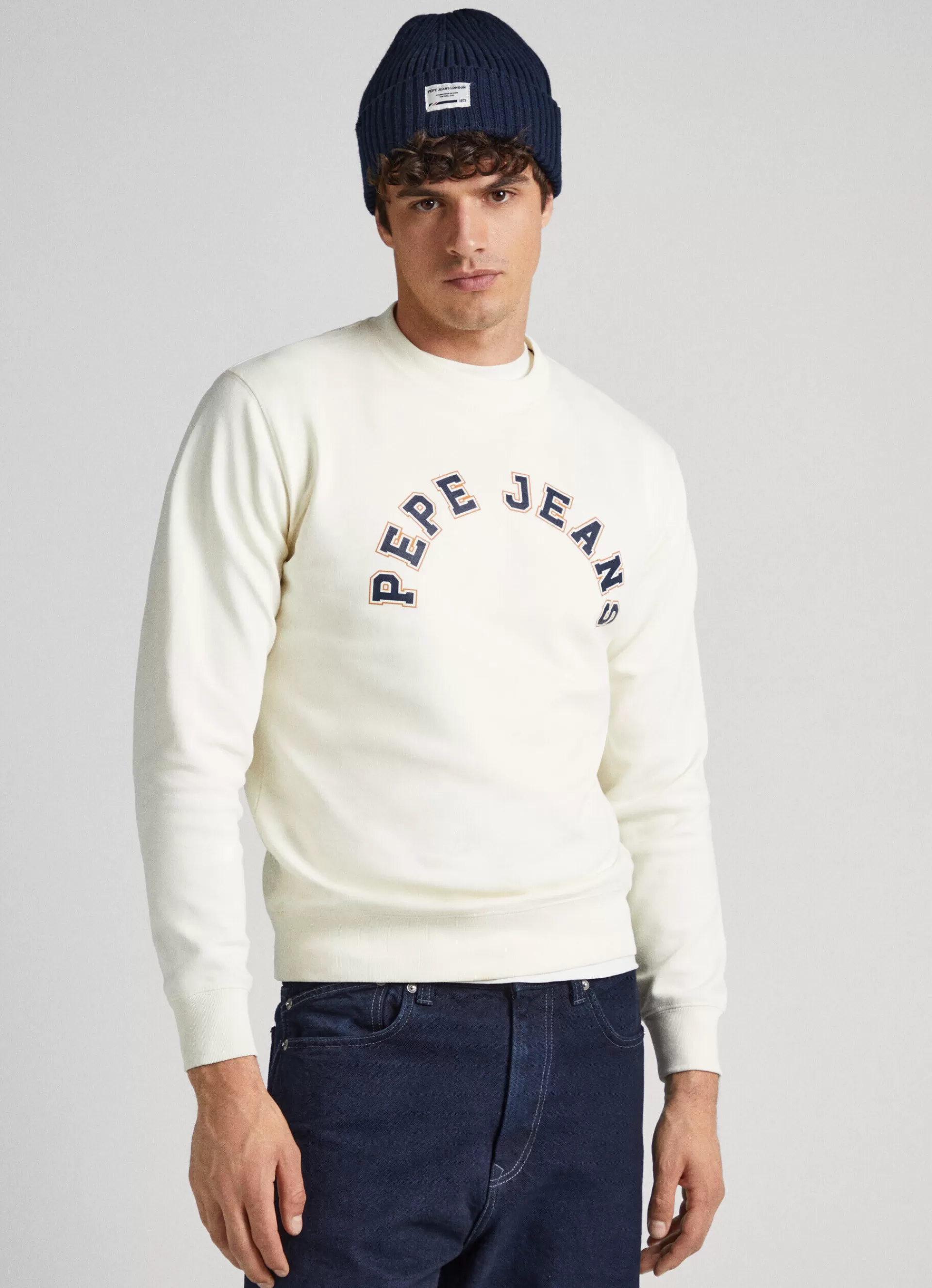 Sweatshirts & Hoodies*Men Pepe Jeans SWEATSHIRT WITH PRINTED LOGO Off White