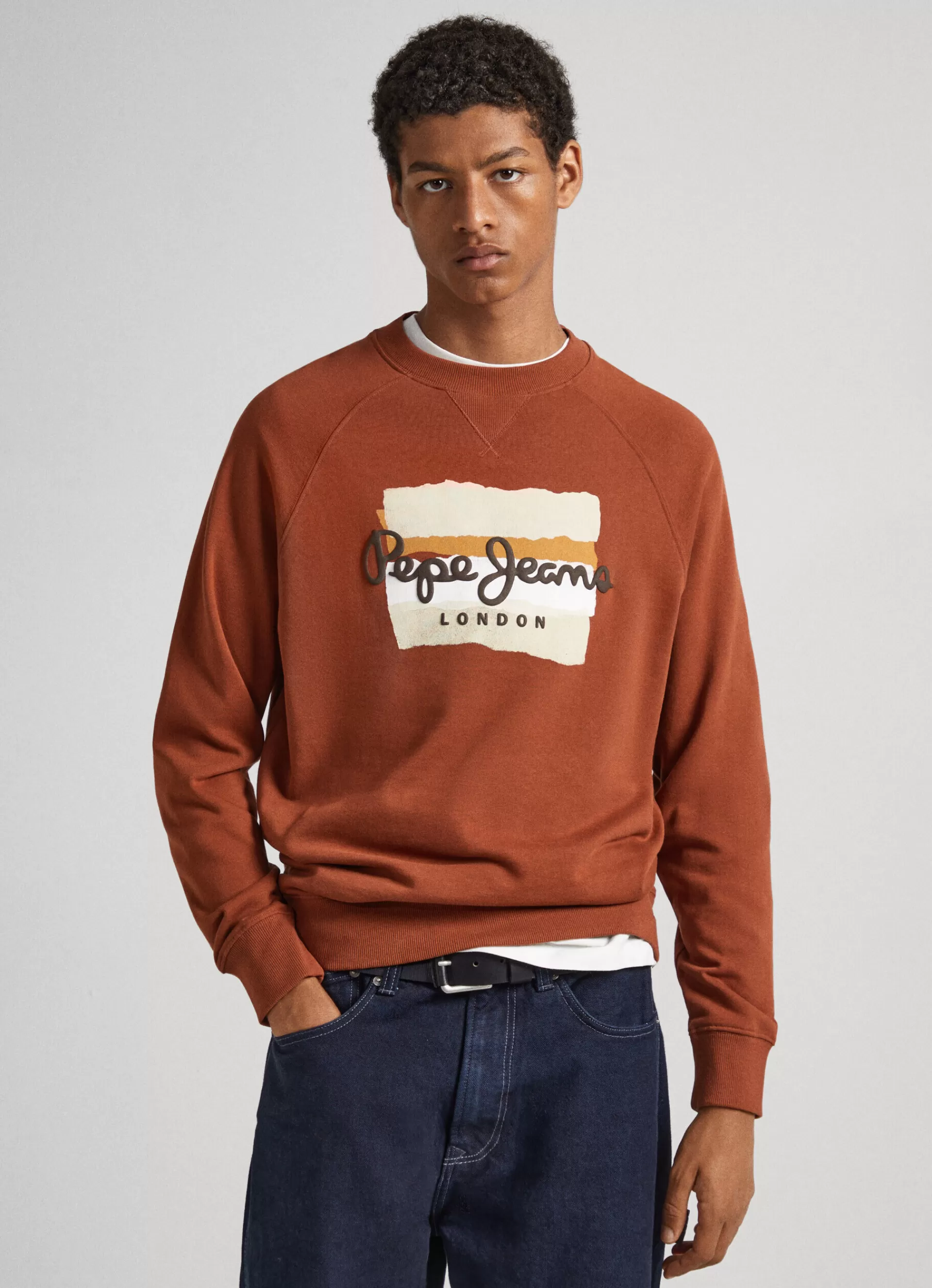 Sweatshirts & Hoodies*Men Pepe Jeans SWEATSHIRT WITH PRINTED LOGO Sculpture Orange