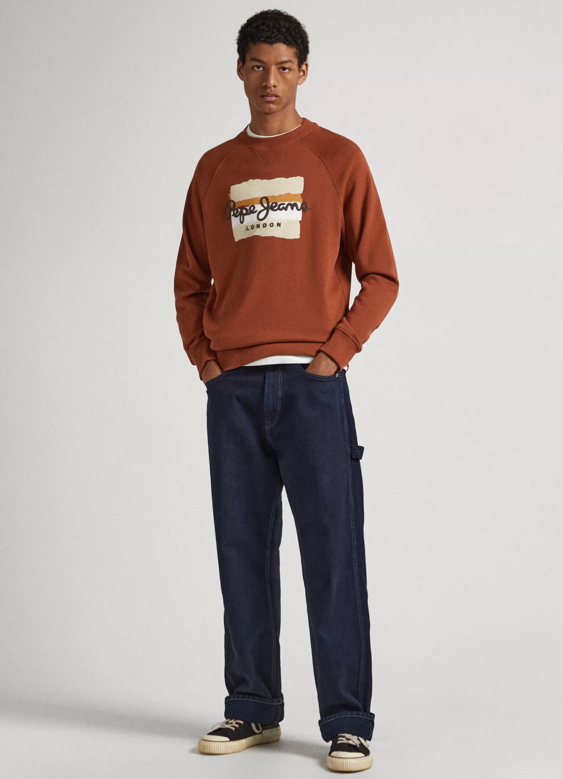 Sweatshirts & Hoodies*Men Pepe Jeans SWEATSHIRT WITH PRINTED LOGO Sculpture Orange