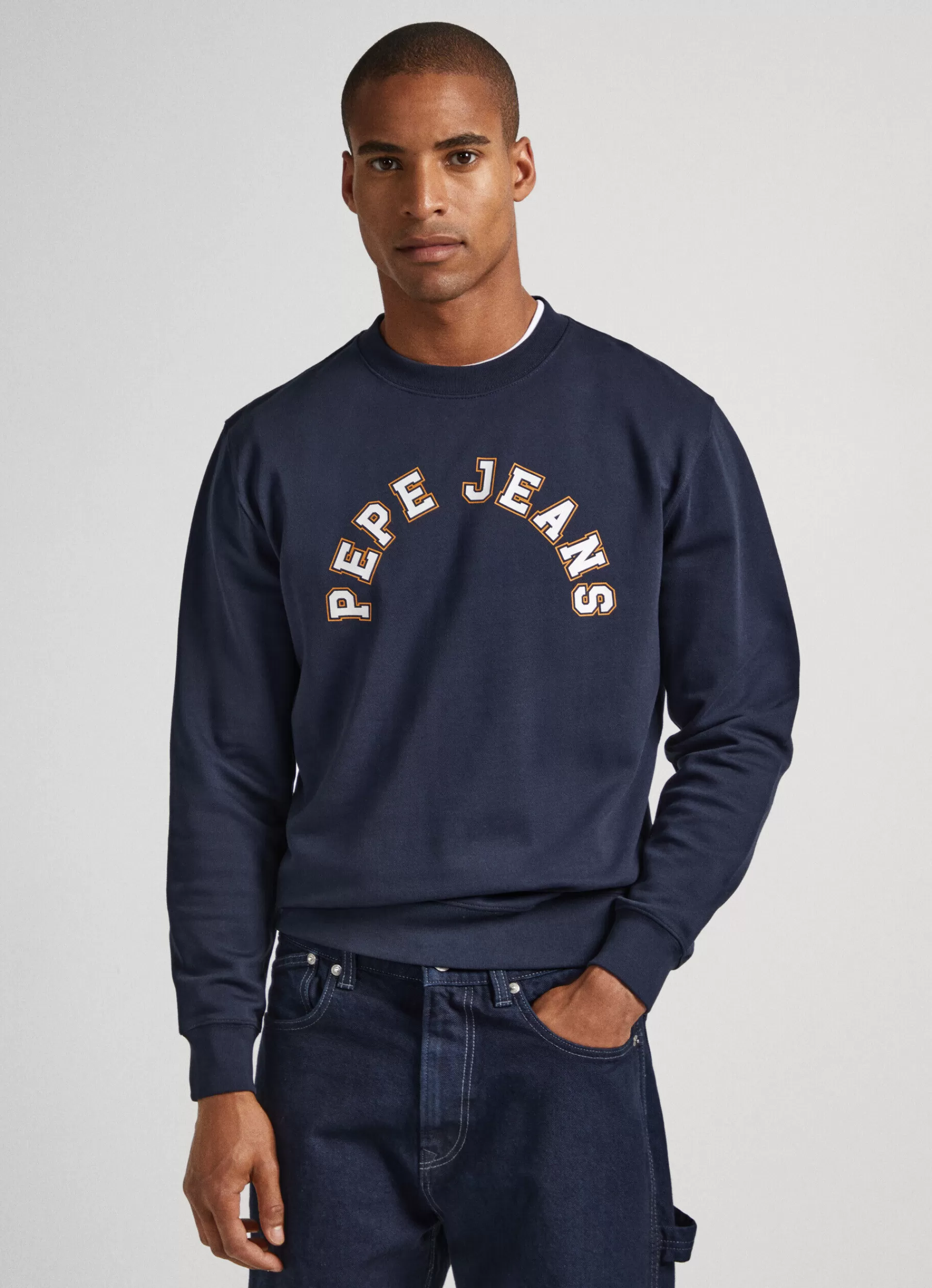 Sweatshirts & Hoodies*Men Pepe Jeans SWEATSHIRT WITH PRINTED LOGO Dulwich Blue