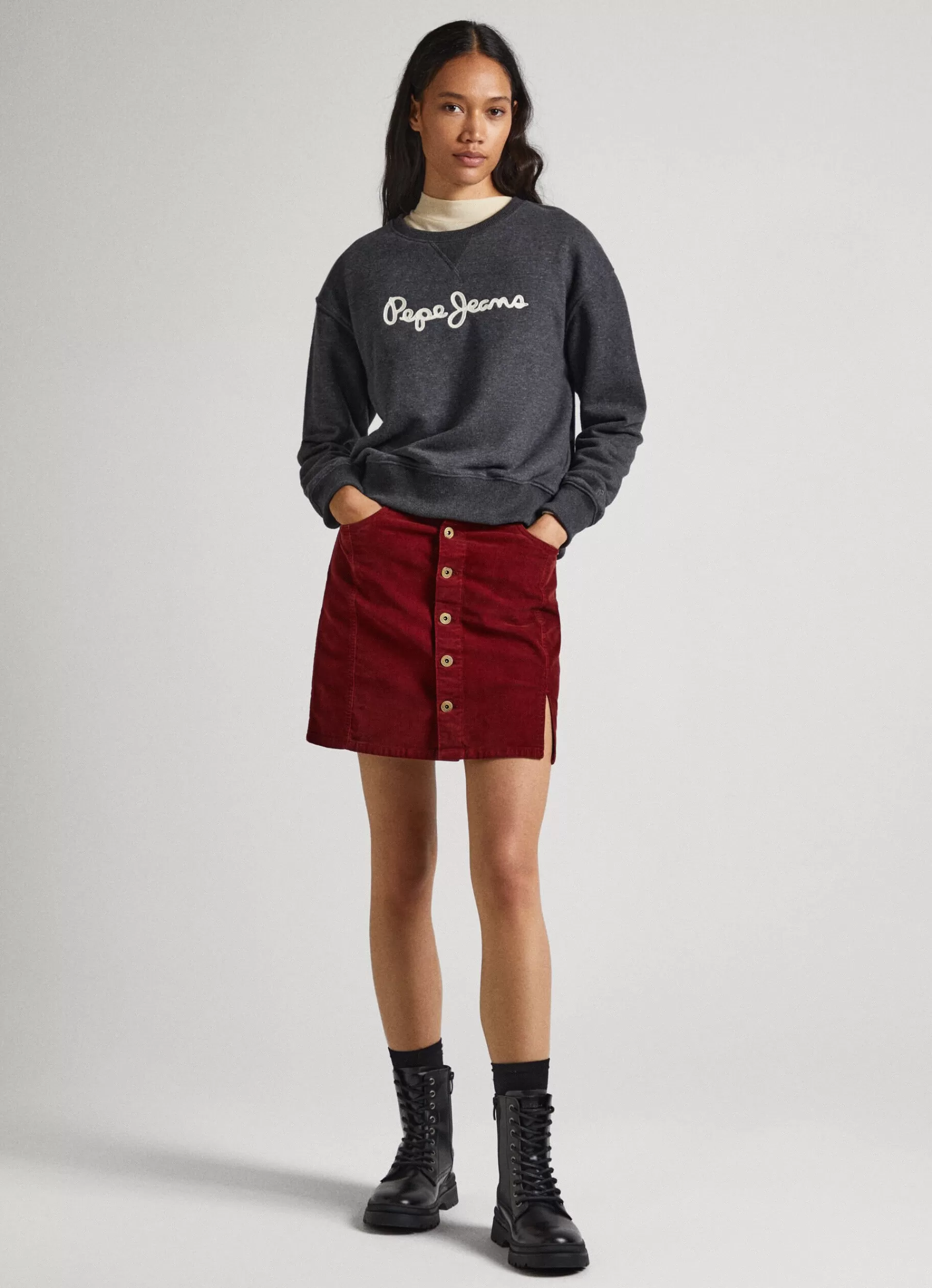 Sweatshirts & Hoodies*Women Pepe Jeans SWEATSHIRT WITH PRINTED LOGO Black