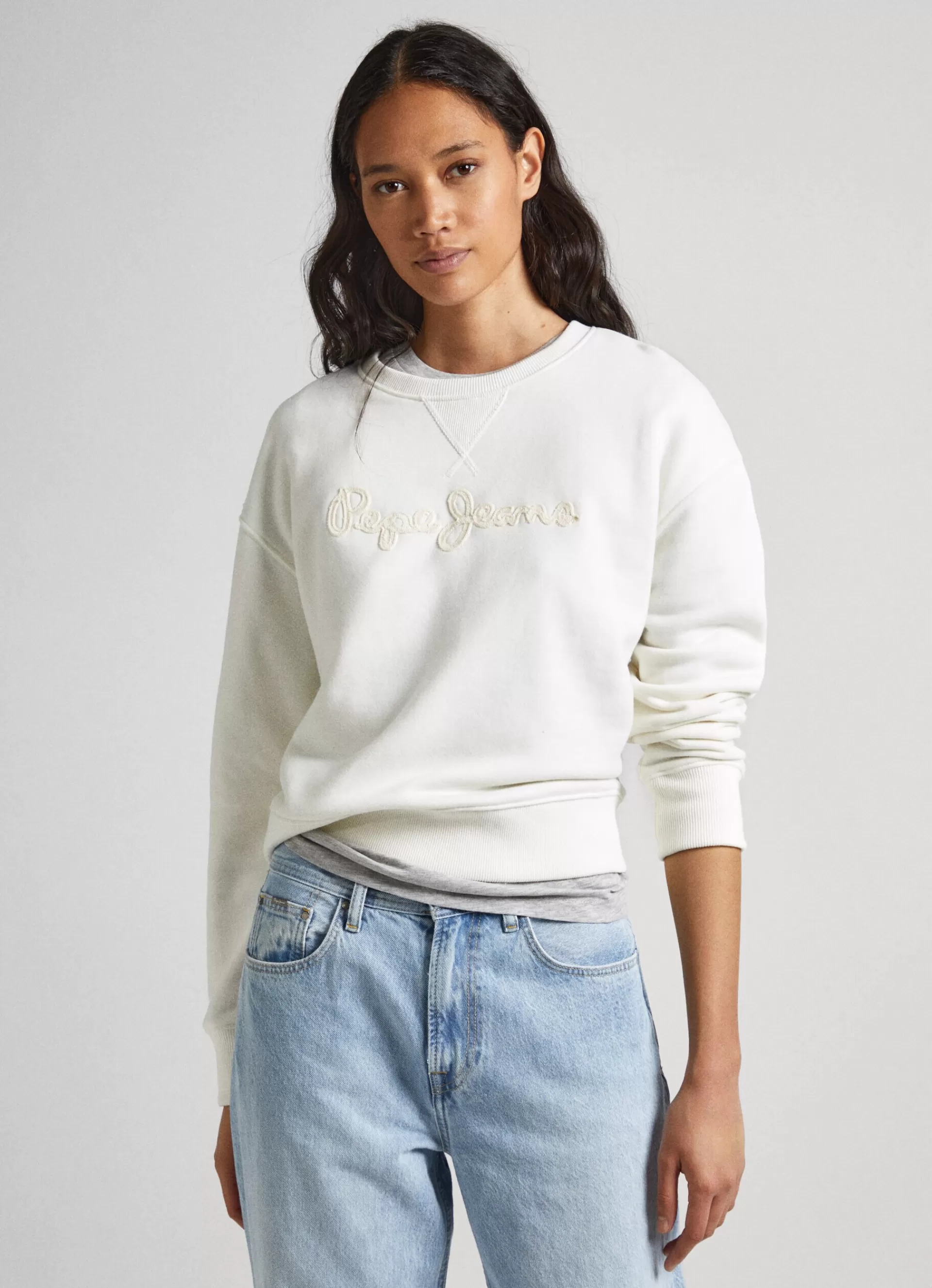 Sweatshirts & Hoodies*Women Pepe Jeans SWEATSHIRT WITH PRINTED LOGO Mousse White