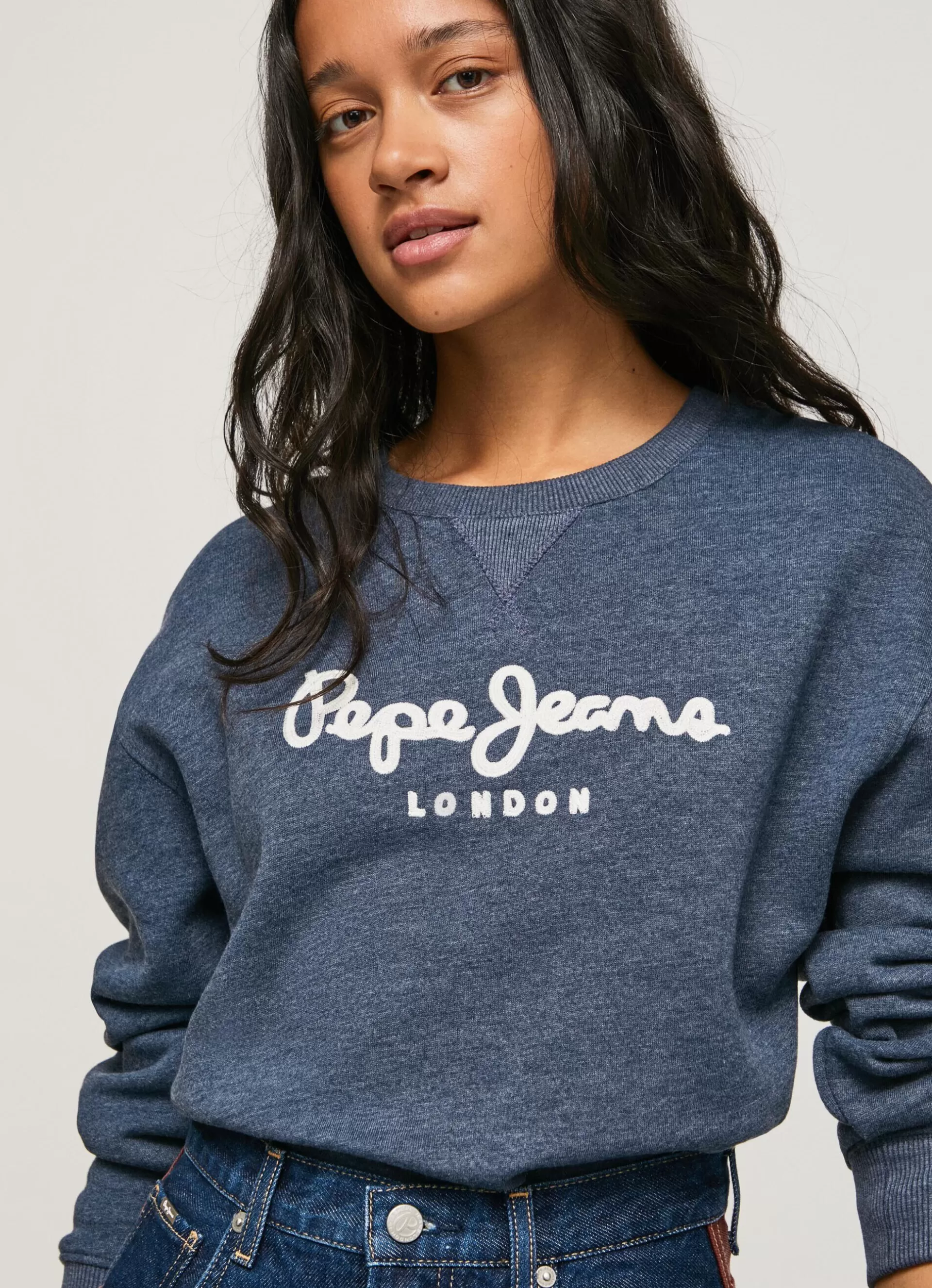 Sweatshirts & Hoodies*Women Pepe Jeans SWEATSHIRT WITH PRINTED LOGO Dulwich Blue