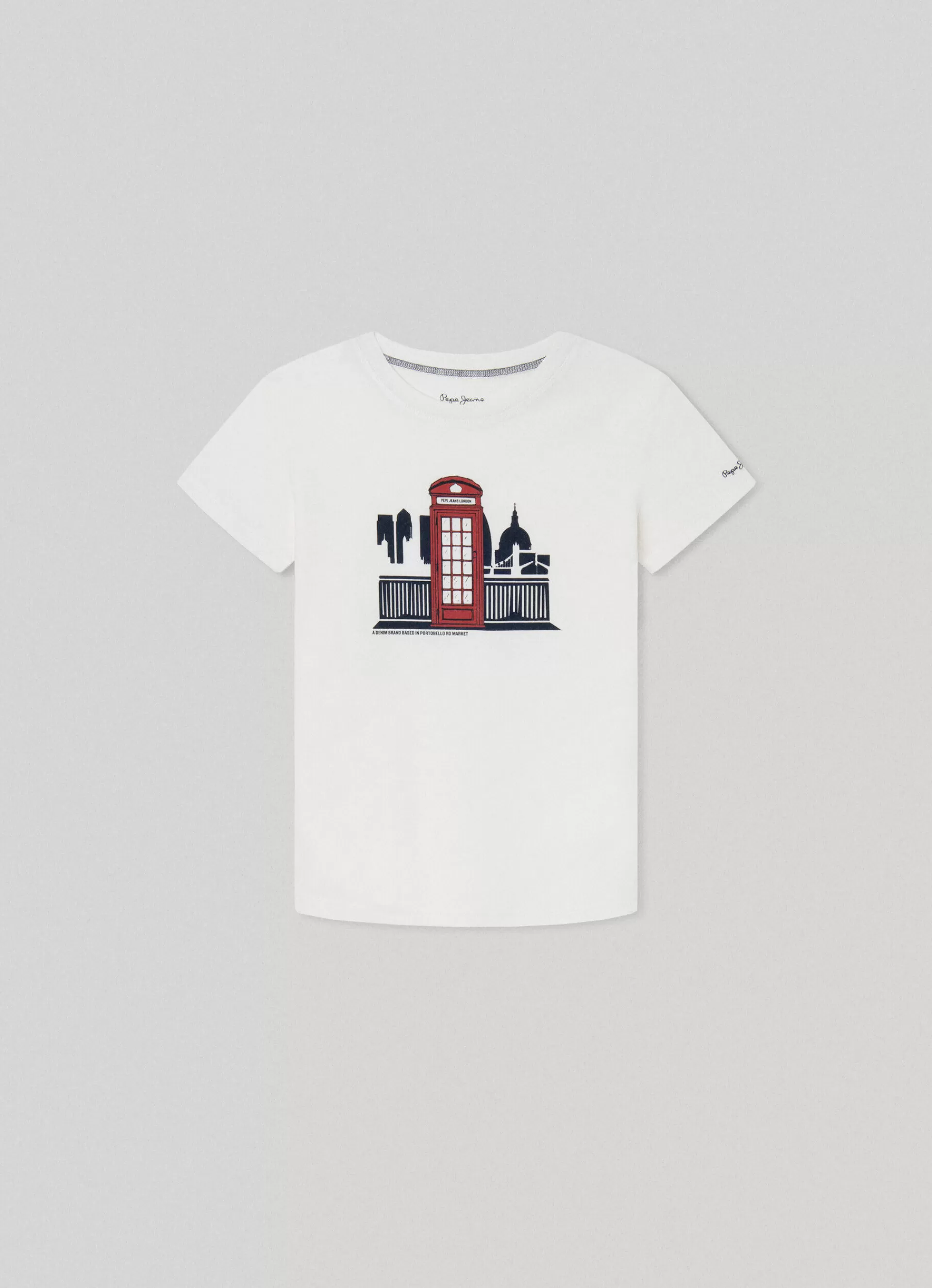 T-shirts*KIDS Pepe Jeans TELEPHONE BOX PRINT T-SHIRT Off White