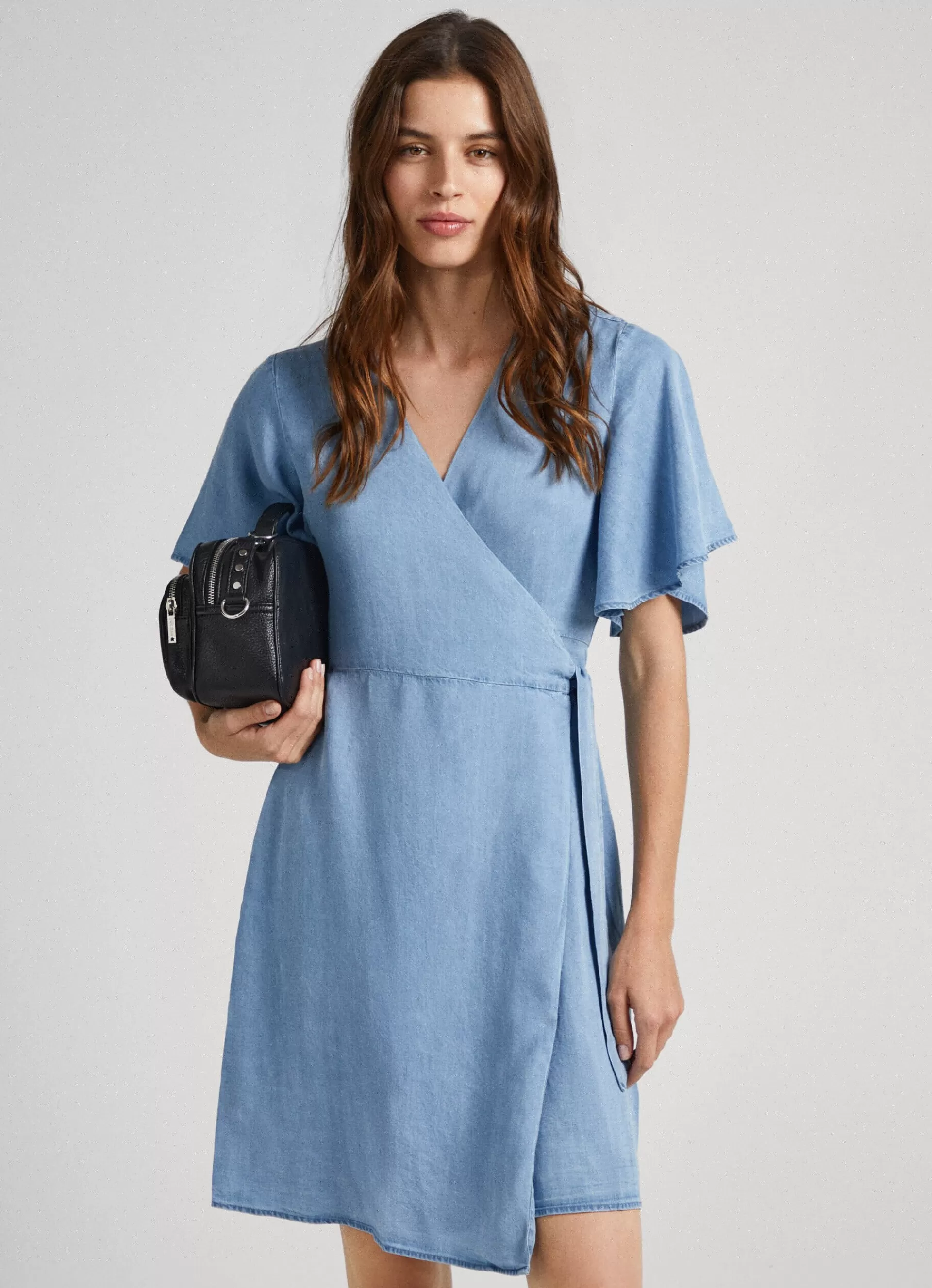 Dresses & Jumpsuits*Women Pepe Jeans TENCEL WRAP DRESS Blue