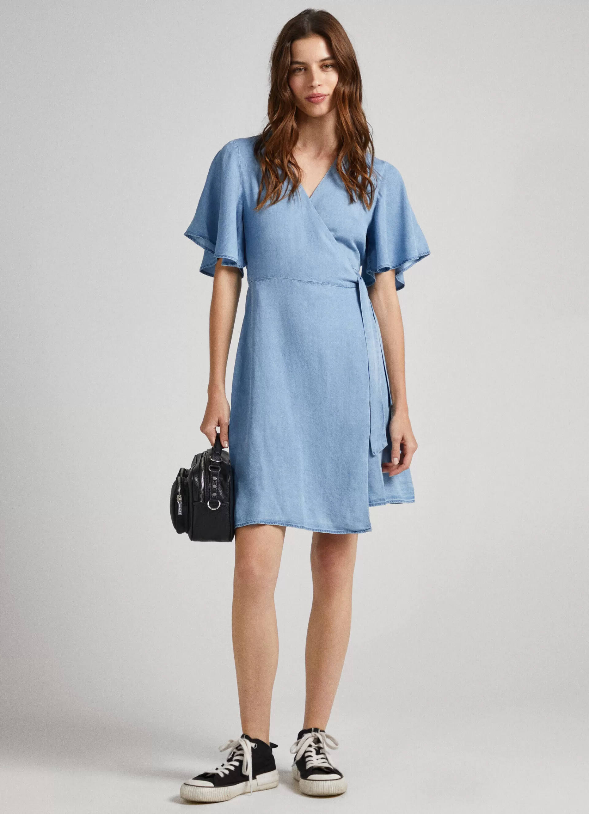 Dresses & Jumpsuits*Women Pepe Jeans TENCEL WRAP DRESS Blue