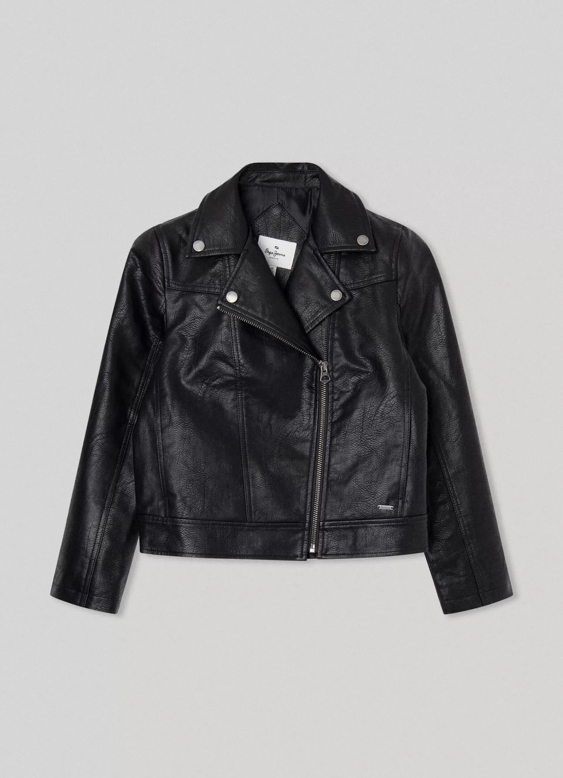 Coats & Jackets*KIDS Pepe Jeans TEXTURED FABRIC BIKER JACKET Black