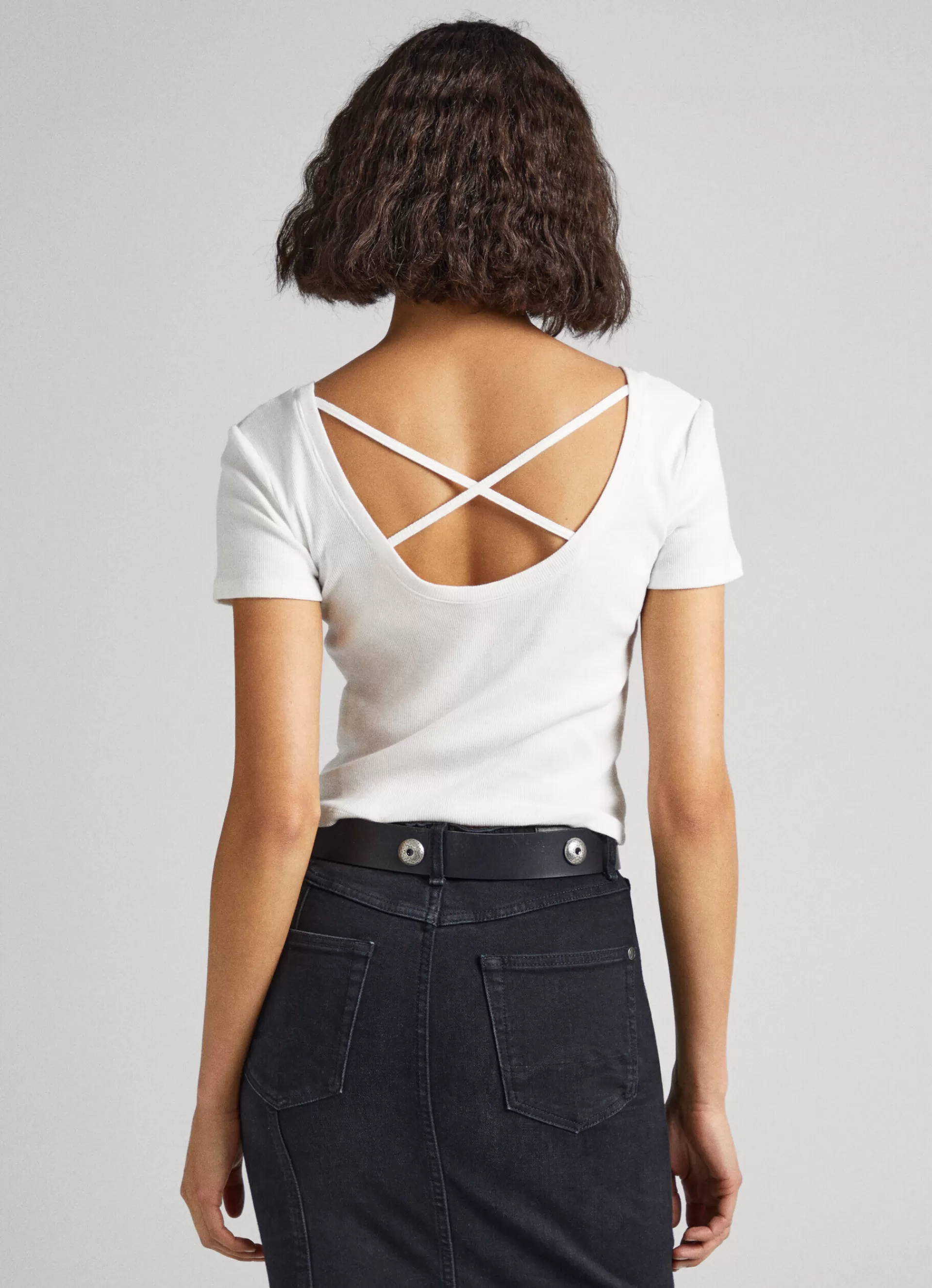 T-shirts*Women Pepe Jeans T-SHIRT WITH CROSSED BACK STRAPS Mousse White